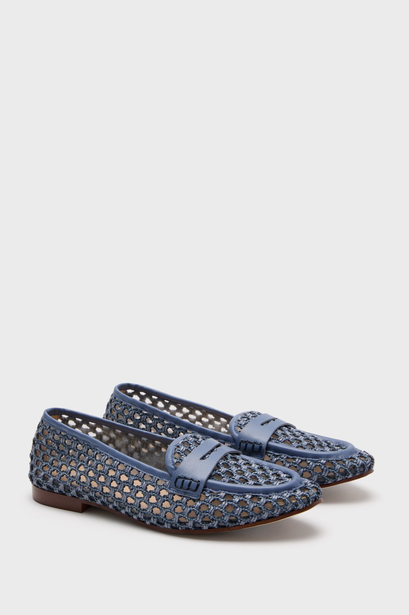 Blue Woven Rowan Loafers for Women - Comfortable Casual Slip-On Shoes for Work, Travel & Everyday Wear