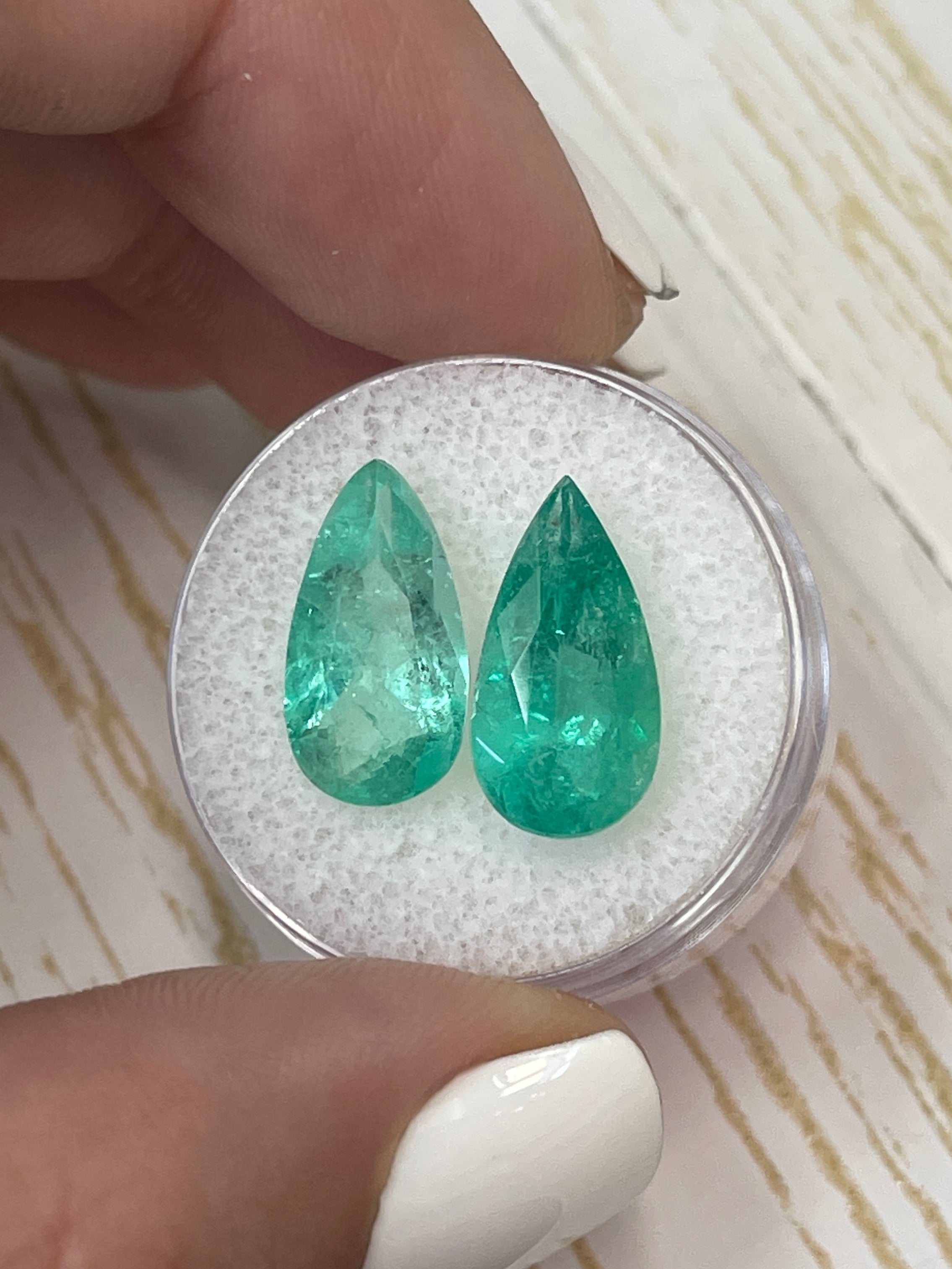 7.60tcw 15x8 Matching Loose Colombian Pear Cut Emeralds for Jewelry Making - Perfect for Rings, Necklaces & Earrings