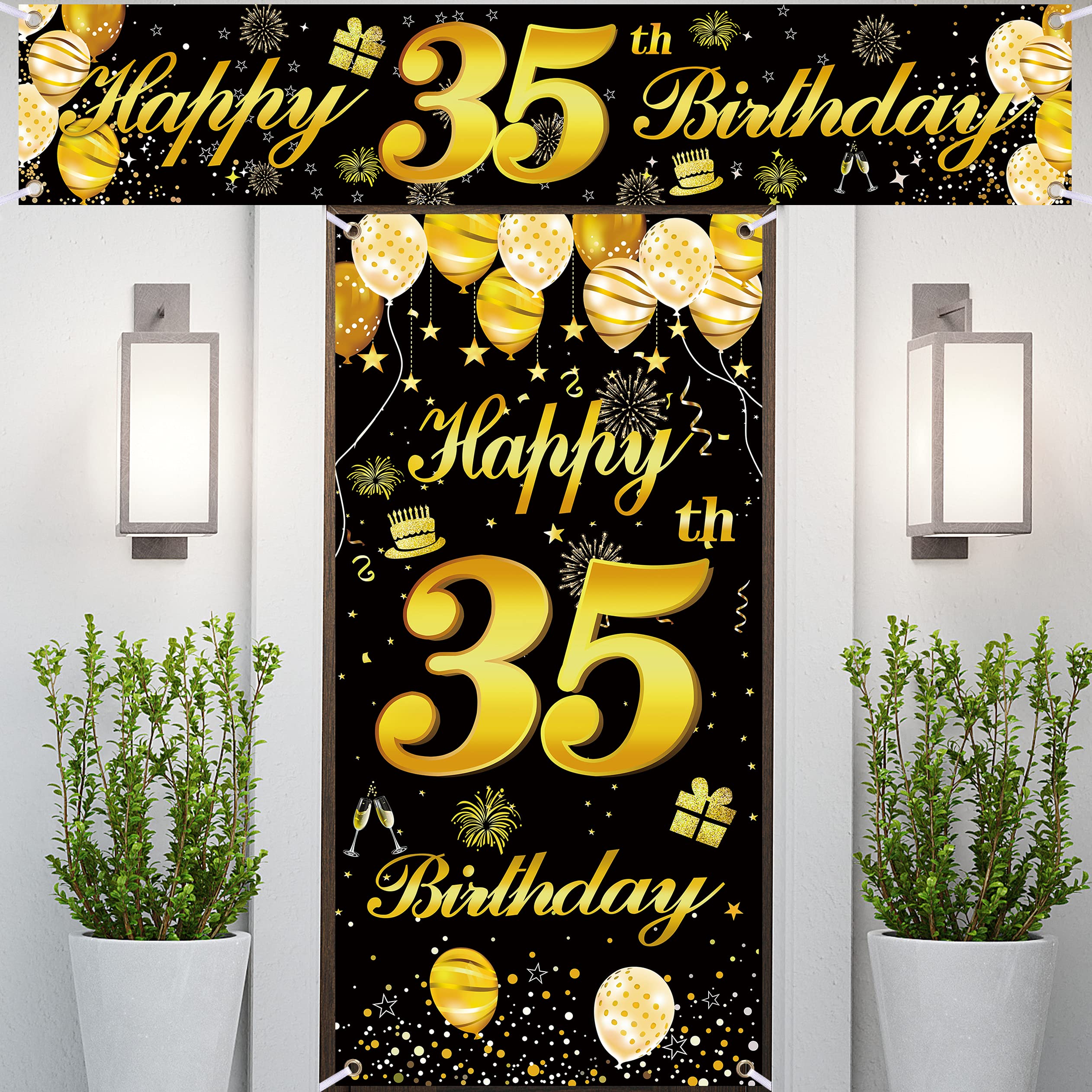 35th Happy Birthday Banner - Premium Birthday Decor for Men's Party, Backdrop & Wall Decoration - Perfect for Indoor & Outdoor Celebrations, Photo Booths & Surprise Parties