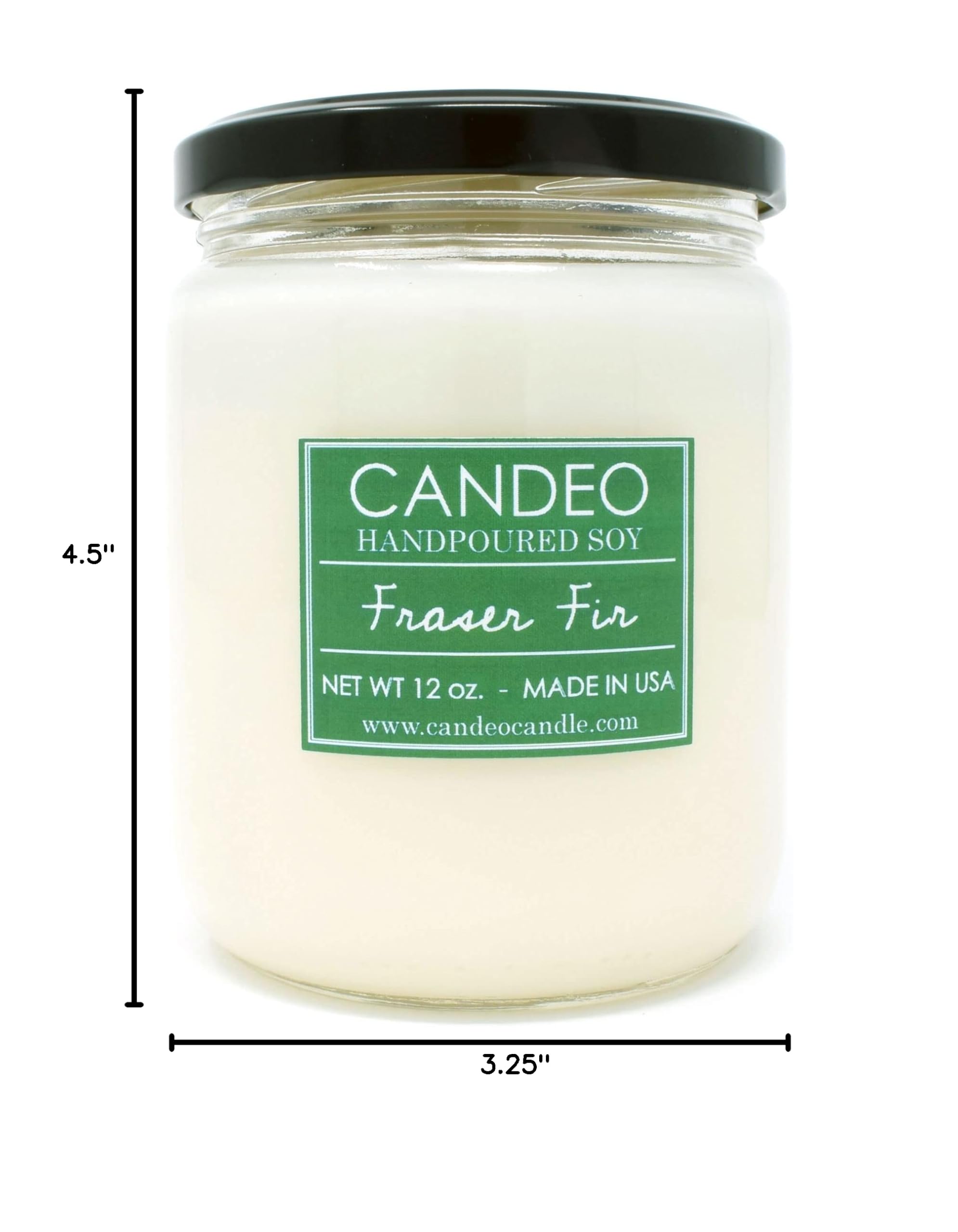 Premium Fraser Fir Scented Jar Candle - 14oz Natural Beeswax, Coconut & Soy Blend - Handmade in USA - Candeo Candle for Home, Office & Holiday Decor