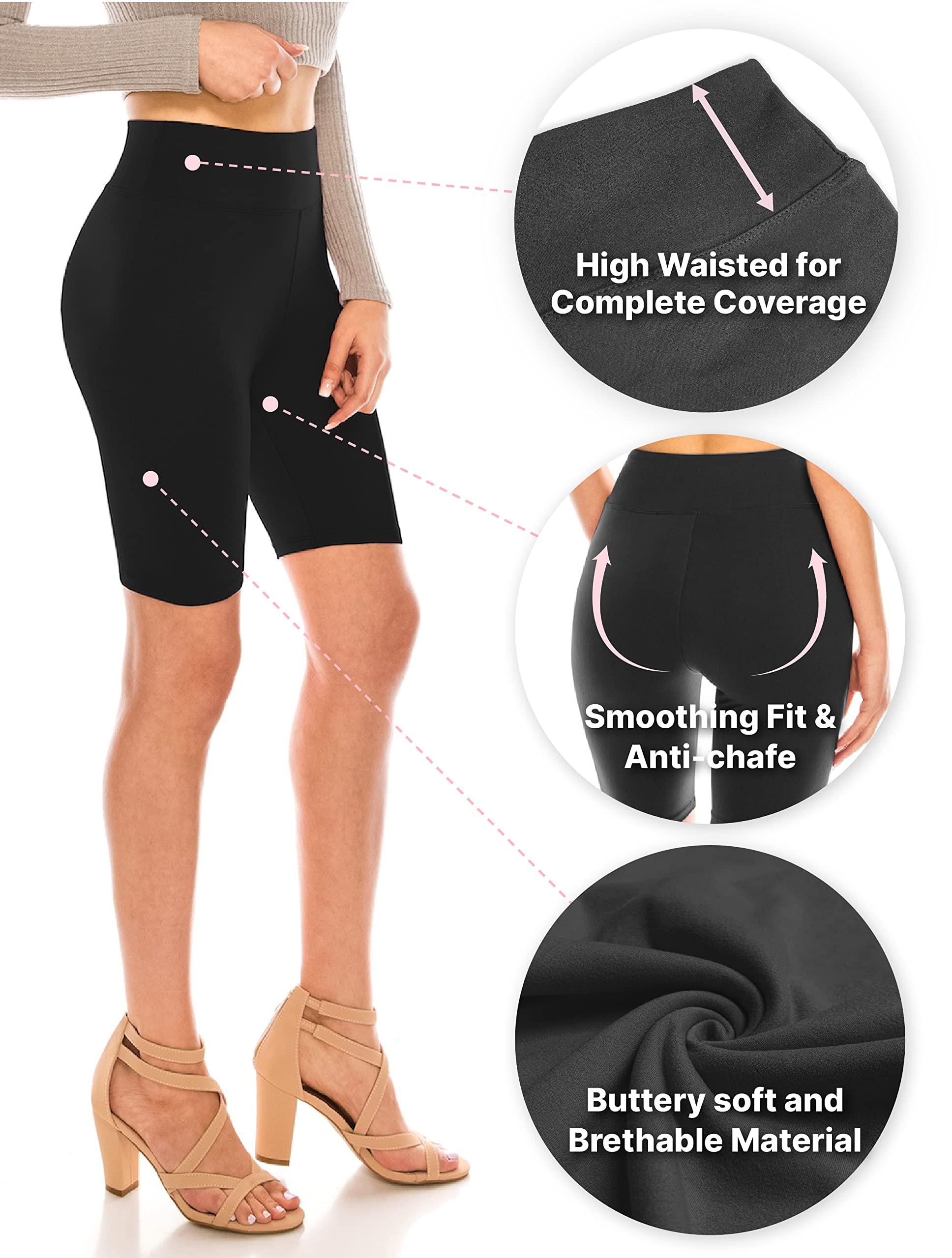ALWAYS Women's High Waist Bike Shorts - Tummy Control Workout Shorts for Running, Yoga & Gym - Stretchy Athletic Leggings for Women - Perfect for Fitness, Lounge & Everyday Wear