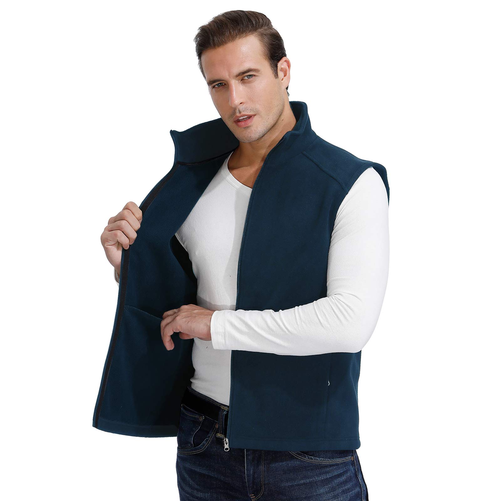 MOHEEN Men's Fleece Vest - Lightweight Full Zip Softshell Sleeveless Jacket with Pockets for Outdoor Activities, Hiking, Camping & Casual Wear