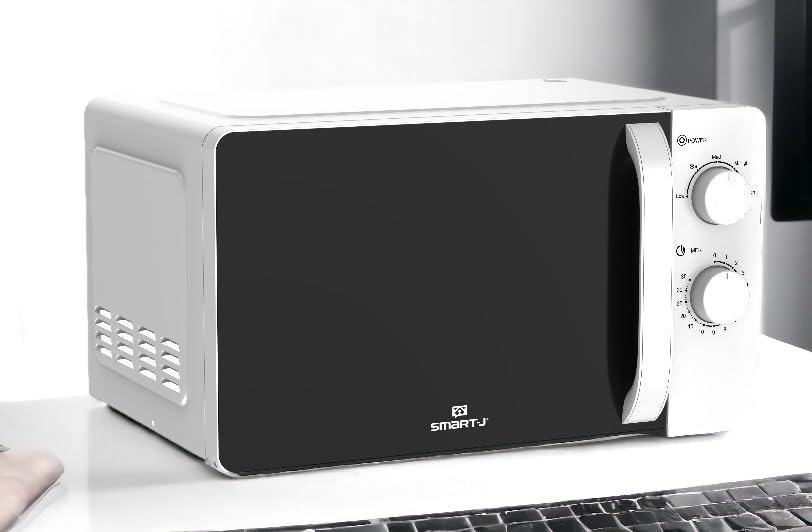Smart-J 20L 700W Microwave Oven with Turntable - 5 Cooking Programs, 35-Minute Timer & Defrost Function - Perfect for Small Kitchens, Dorms & Office Break Rooms