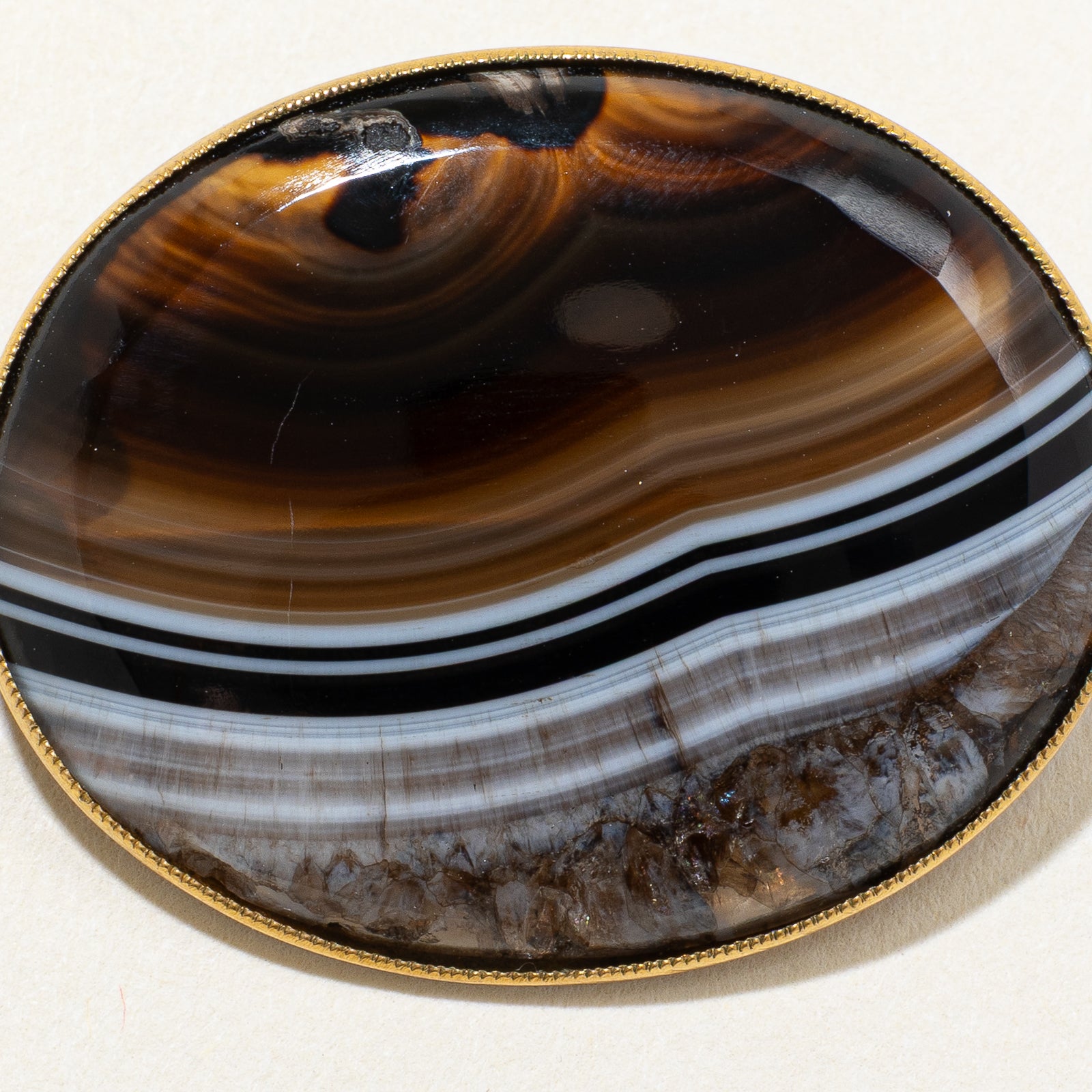 Birks Oval Cabochon Agate Brooch - 17.00ct Natural Stone Jewelry for Women | Perfect for Weddings, Parties & Special Occasions