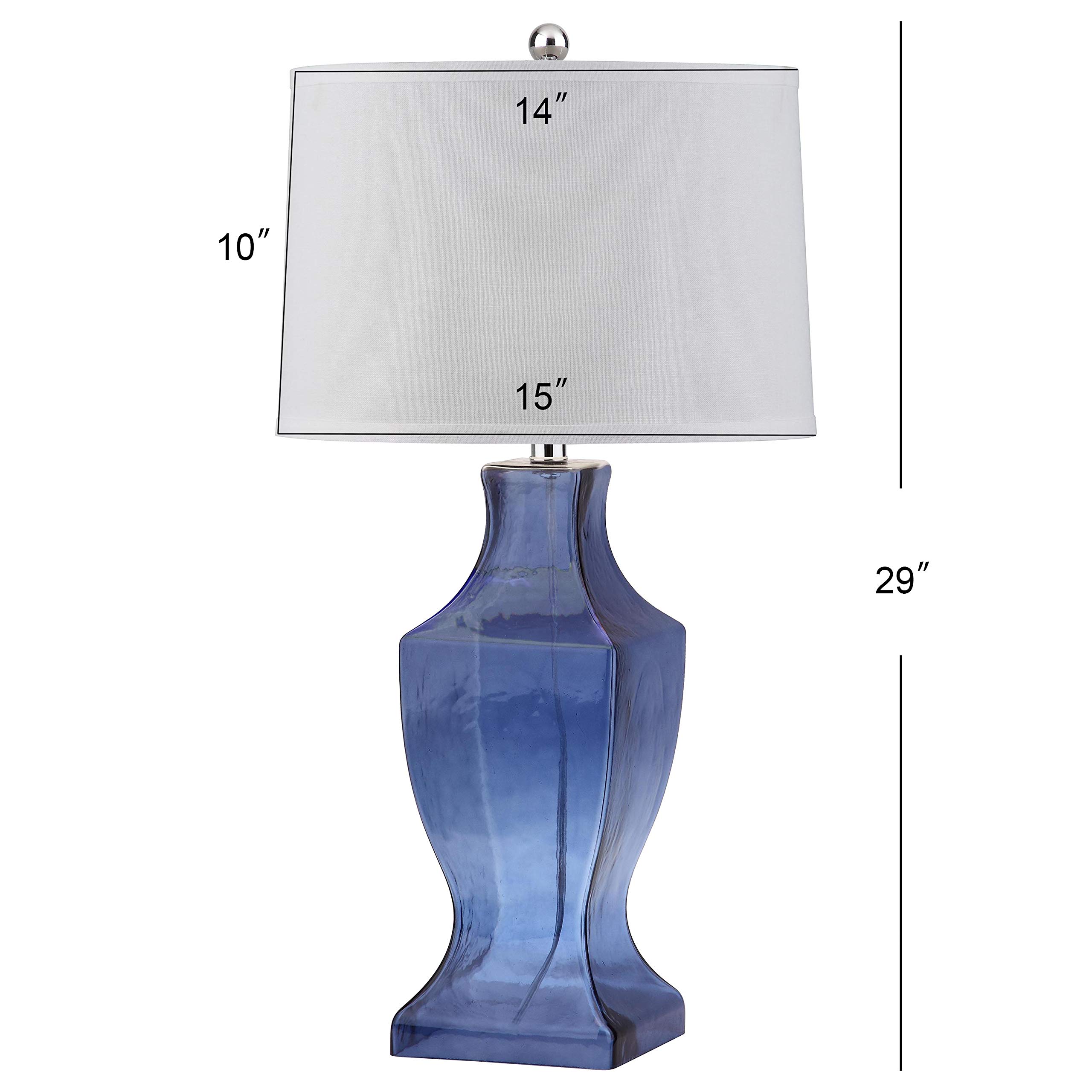 Safavieh Blue and White Glass Bottom Table Lamp Set of 2 - Modern Home Decor for Living Room, Bedroom & Office Lighting