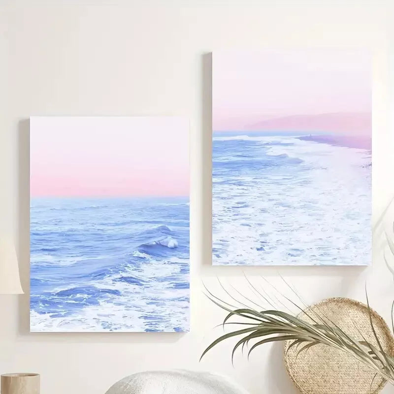 2PCS Coastal Bohemian Beach Wave Framed Wall Art 50x75cm - High Quality Canvas Print, 100% Australian Made, Ready to Hang - Perfect for Living Room, Bedroom & Beach House Decor