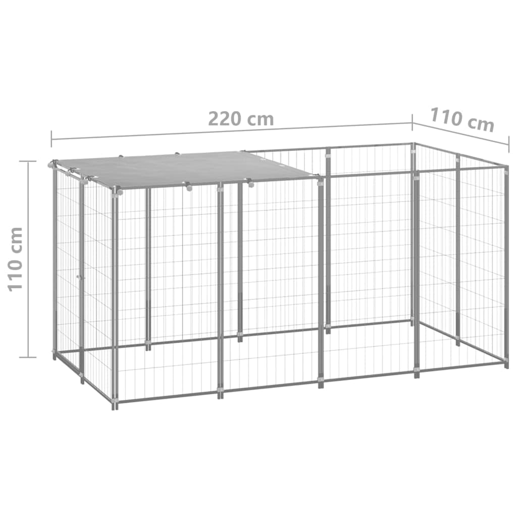 vidaXL Large Outdoor Dog Kennel with Lockable Door & Roof - Heavy Duty Steel Dog Crate for Training, Exercise & Play - Perfect for Backyard, Garden & Patio Use