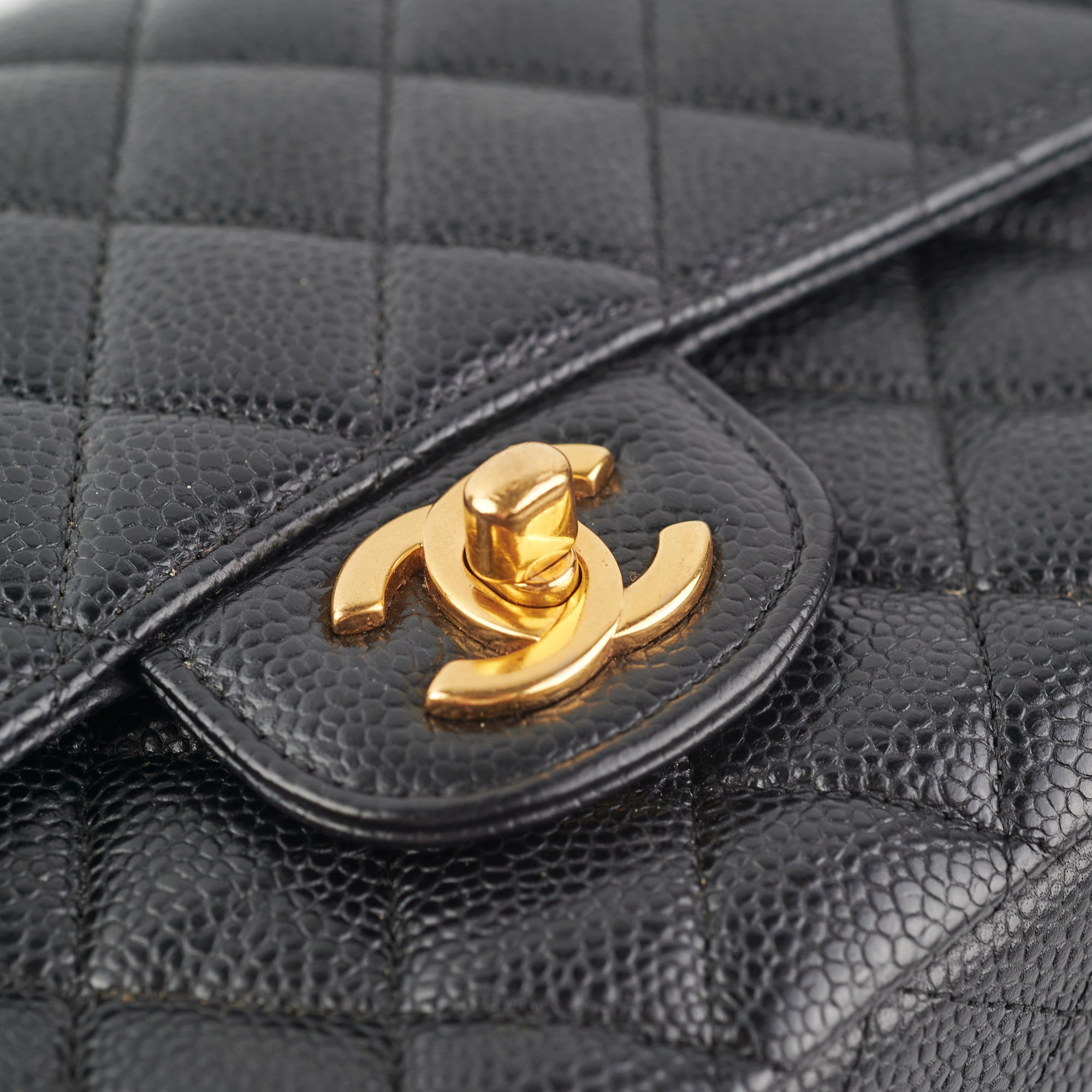 Chanel Classic Double Flap Bag Medium/Large Size in Black Caviar Leather - Perfect for Work, Evening Events & Luxury Fashion Accessories
