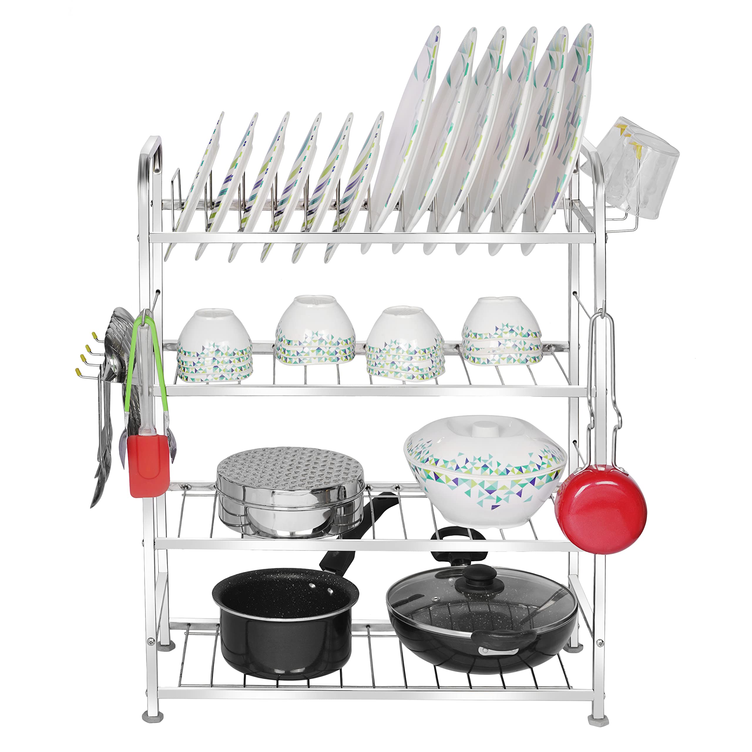 Stainless Steel Wall Mount Kitchen Utensil Rack & Dish Organizer with Plate Holder | Space-Saving 31