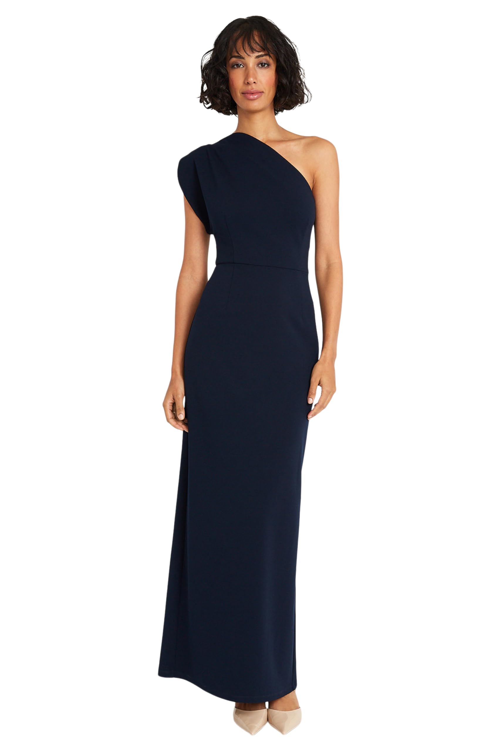 Elegant One Shoulder Long Black Tie Maxi Evening Dress for Women | Formal Gown by Maggy London | Perfect for Weddings, Galas & Special Occasions