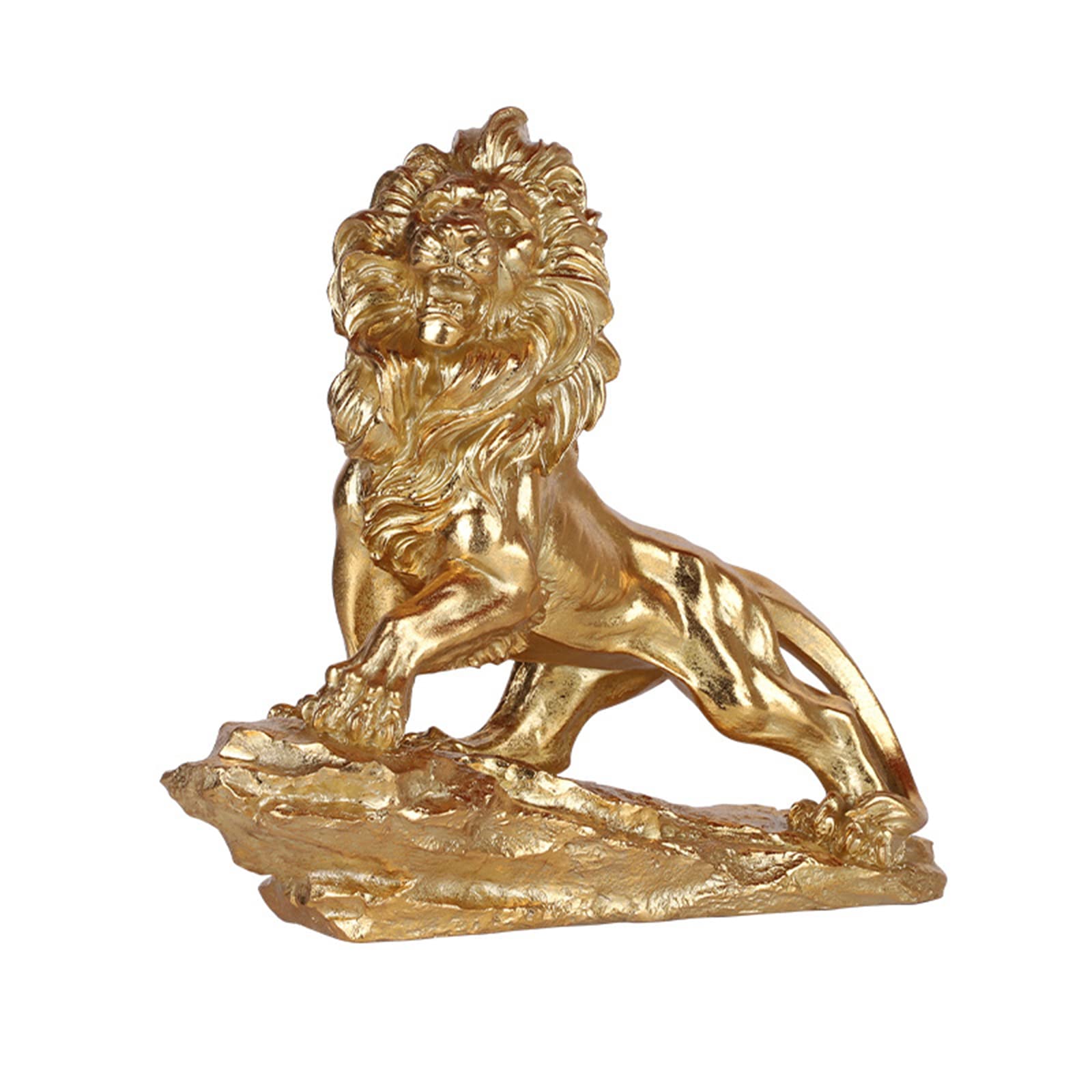 BEFASYY African Lion Statue Sculpture - Resin Wild Lion Figurine, Animal King Collectible Home & Office Decor - Gold Leaf Accent Gift for Men, Father, Husband | Perfect for Bookshelf, Desk Display, and Living Room Decoration