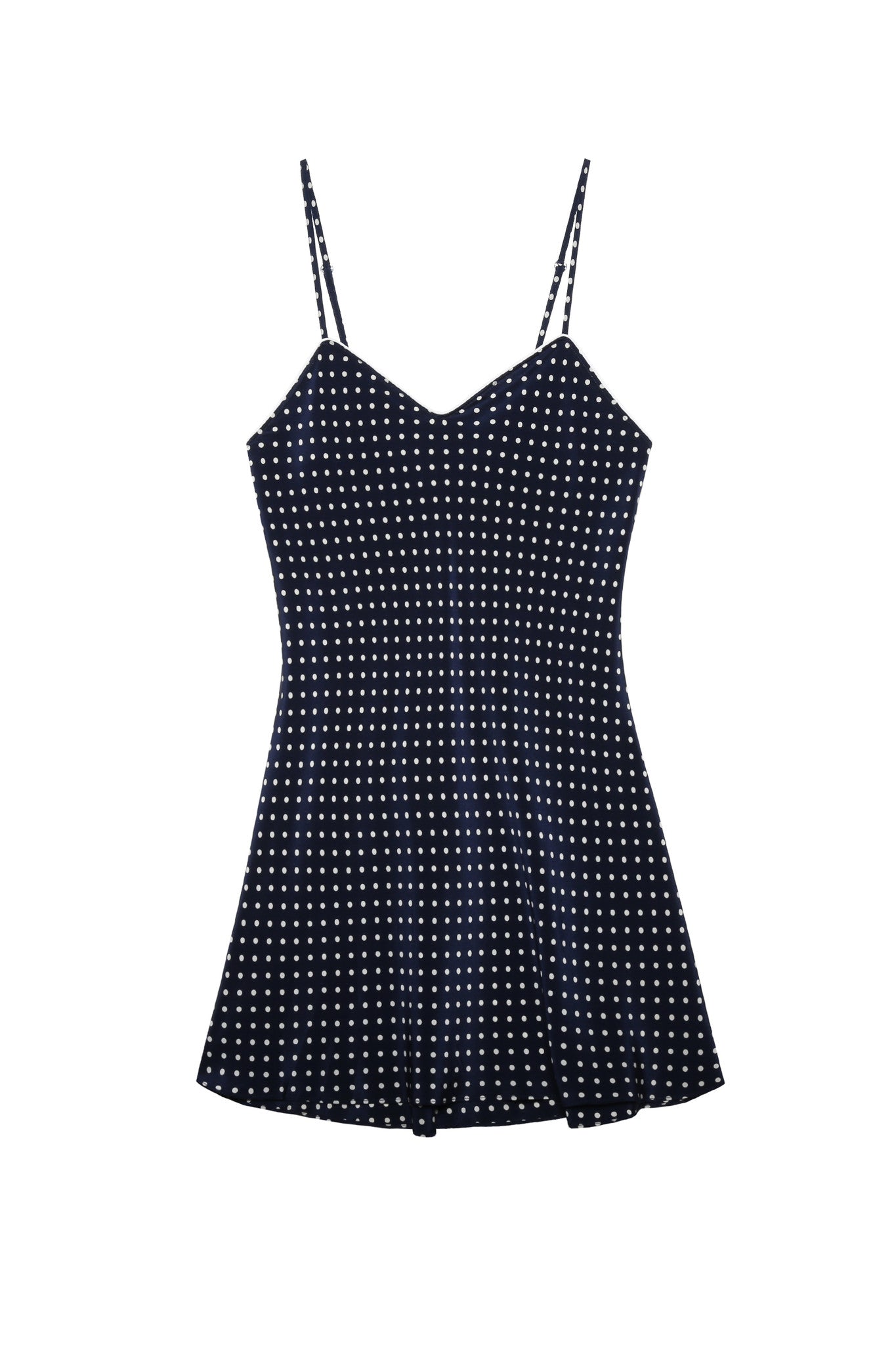 SIRI SILK SLIP Dress - Navy Polka Dot - Elegant Nightwear & Loungewear for Women - Perfect for Sleepwear, Bridal Shower, and Special Occasions