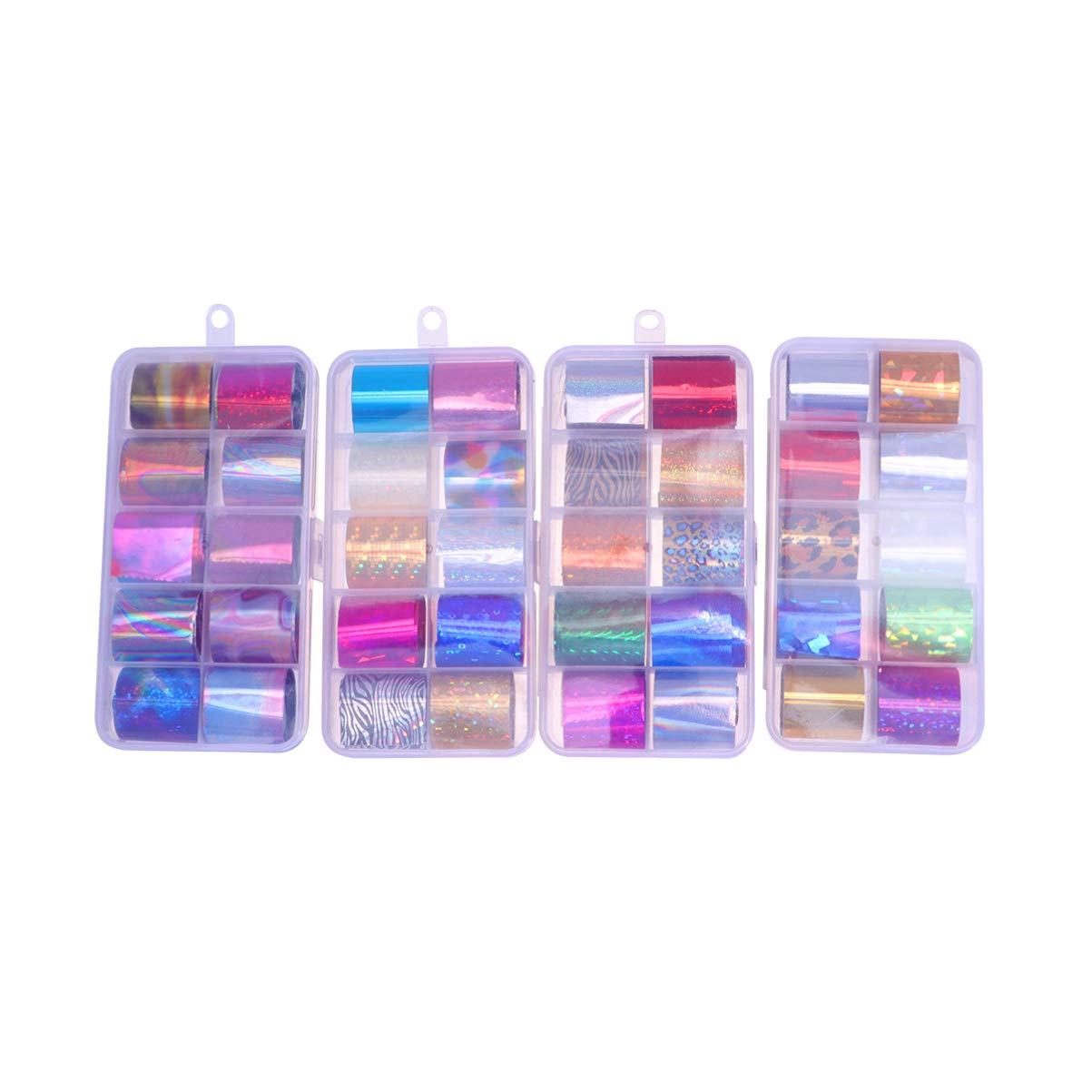 EXCLUZO 4 Set Holographic Nail Art Glitter Stickers - Colorful Starry Sequins & Sparkle Decals for DIY Nail Designs | Perfect for Manicures, Parties, and Special Occasions