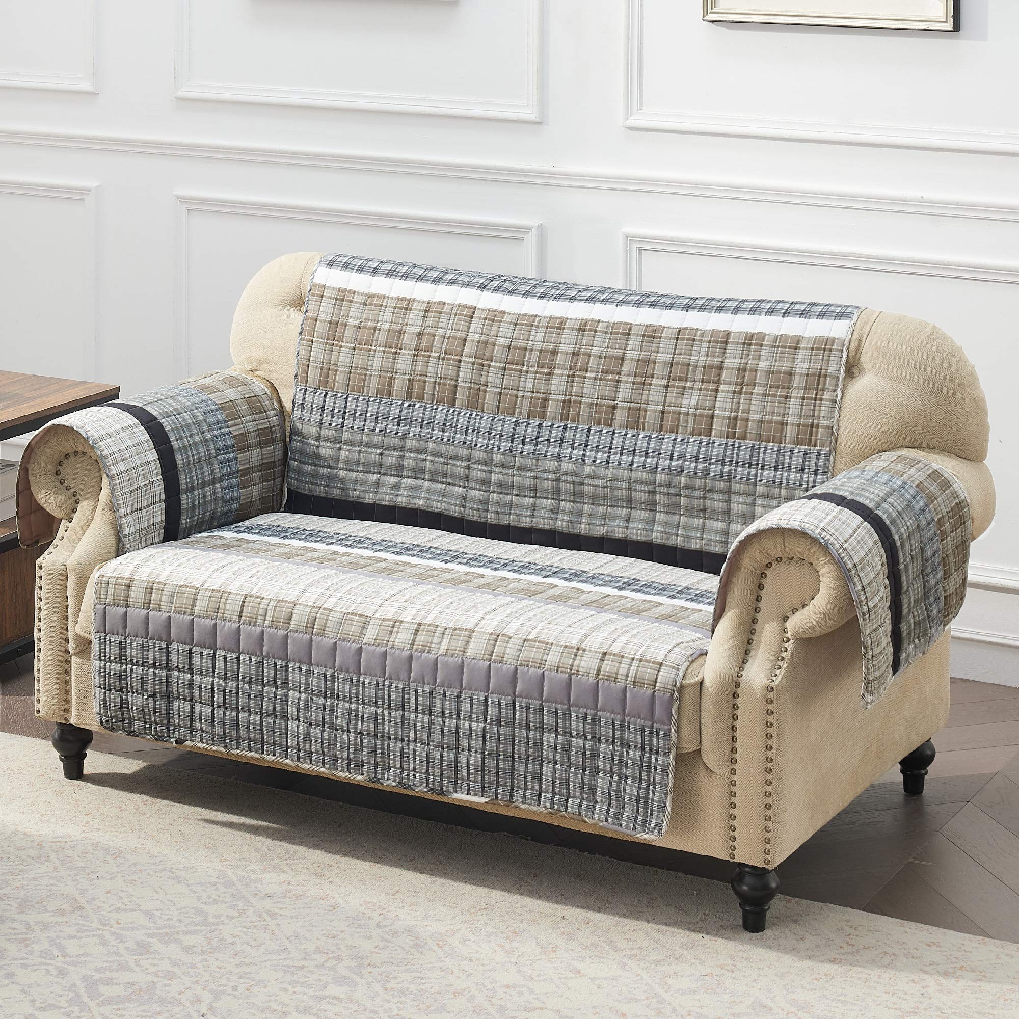 Gold Rush Slipcover for Loveseat - Soft Gray Stretchable Furniture Protector - Perfect for Living Room, Office & Dorm Decor