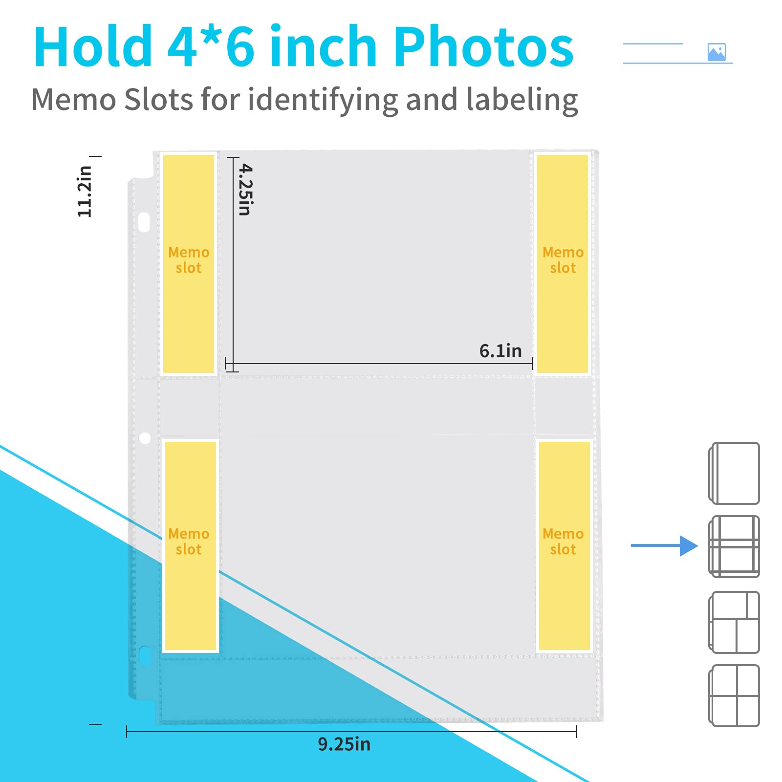 30 Pack 4x6 Photo Sleeves for 3 Ring Binder - Archival Safe Acid-Free Plastic Photo Protector Pages (Holds 120 Photos), Clear Postcard & Picture Album Refill Pockets - Perfect for Scrapbooking, Family Photos & Document Storage
