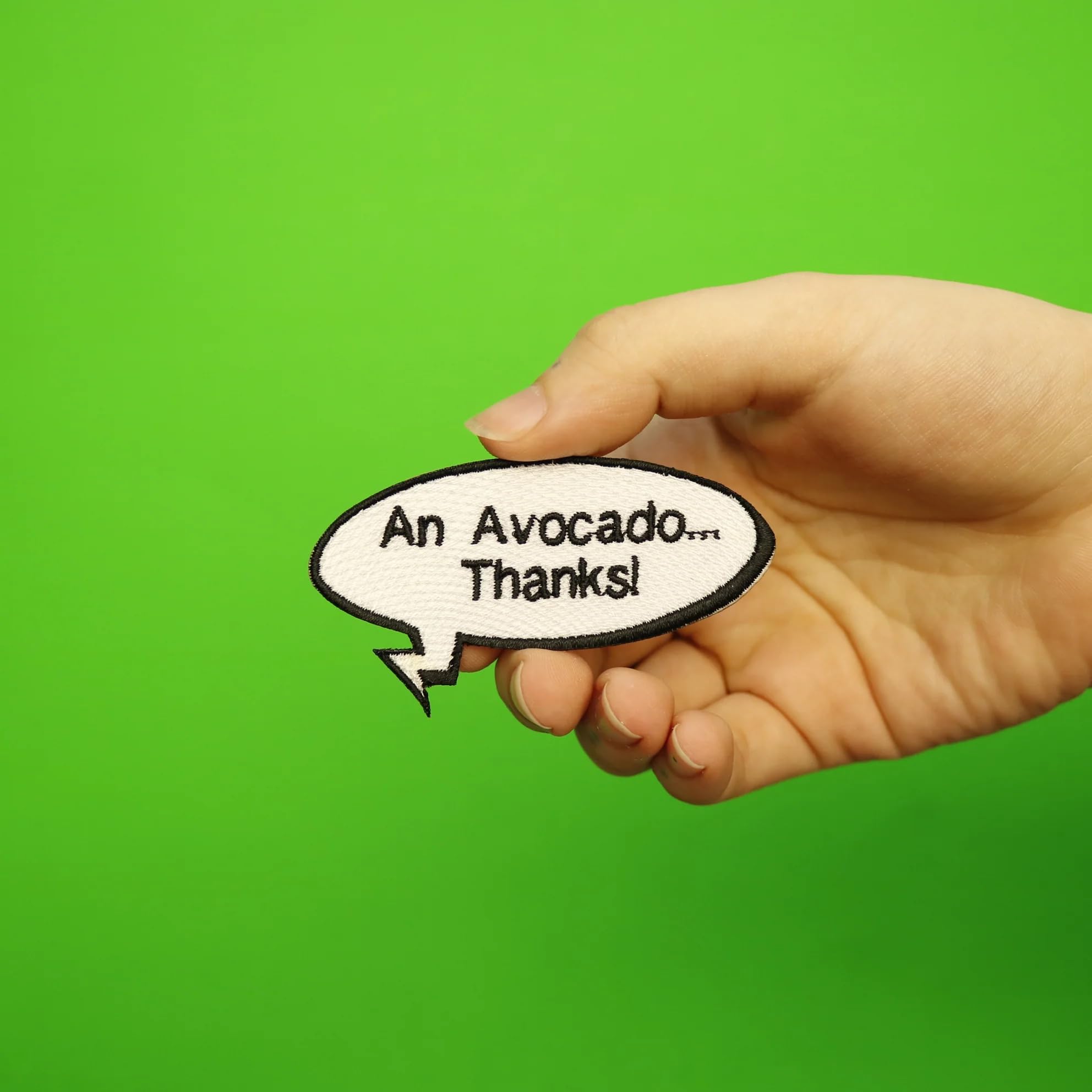 An Avocado, Thanks! Funny Meme Iron On Patch - Embroidered Applique for Kids & Teens - Perfect for Backpacks, Jeans & DIY Crafts