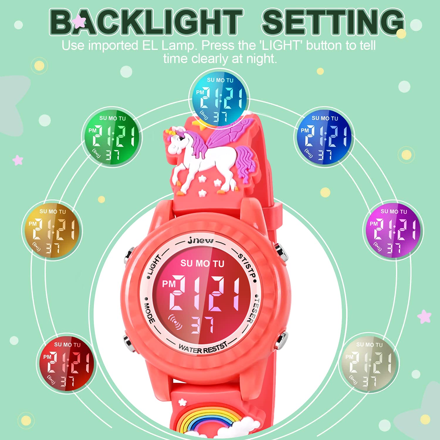 **3D Cartoon Waterproof Kids Watches with Alarm - Best Digital Toy Gift for Girls Age 3-10 - Perfect for School, Swimming & Outdoor Play**