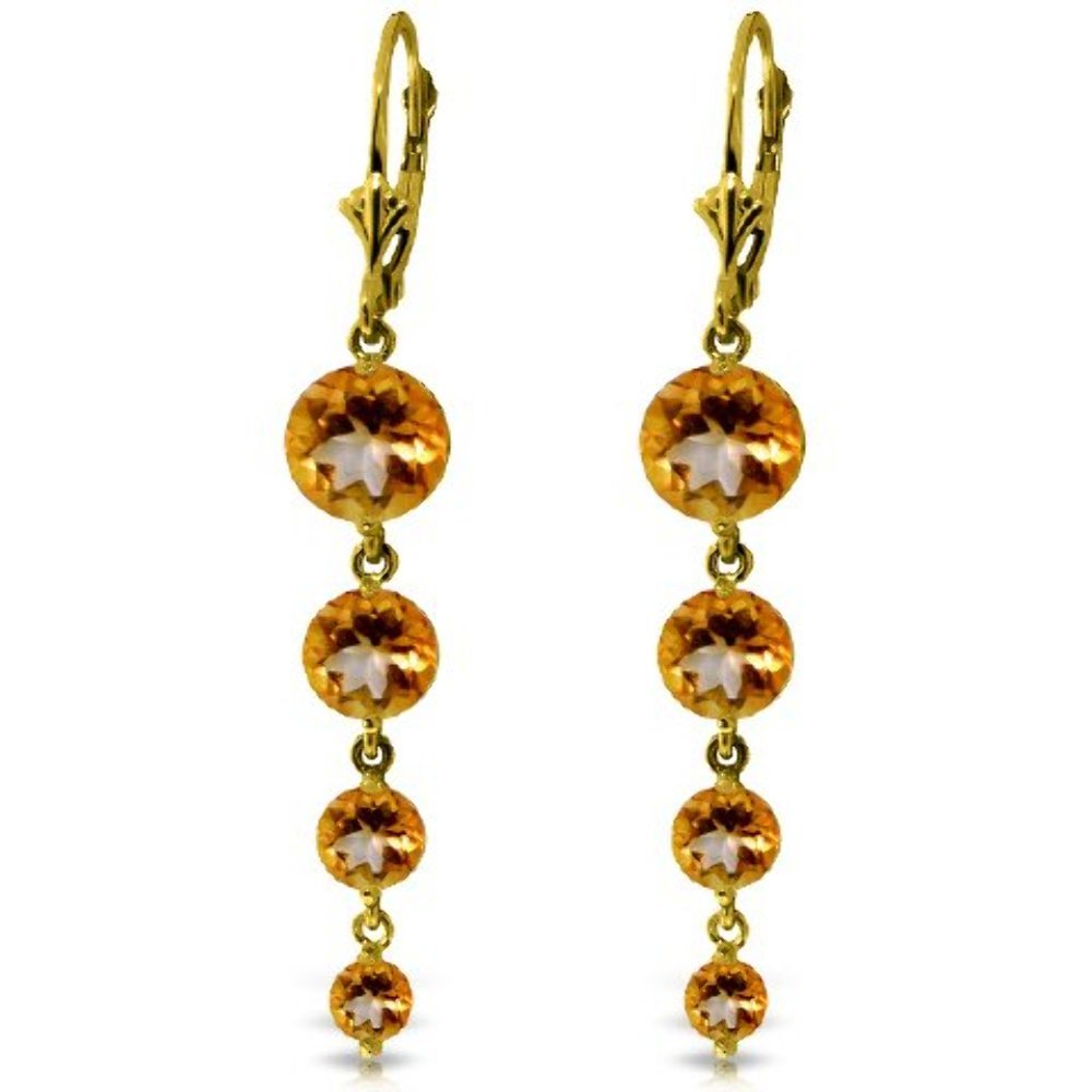 14K Yellow Gold Chandelier Earrings with Natural Citrines - Elegant Dangling Earrings for Women, Perfect for Weddings, Parties & Special Occasions