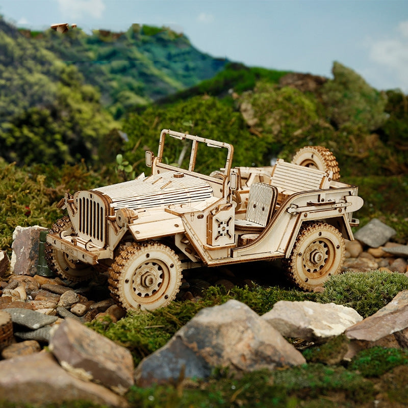 3D Wooden Jeep Puzzle for Kids - Creative DIY Toy for Children's Brain Development - Perfect for Birthday Gifts, Classroom Activities & Family Game Night