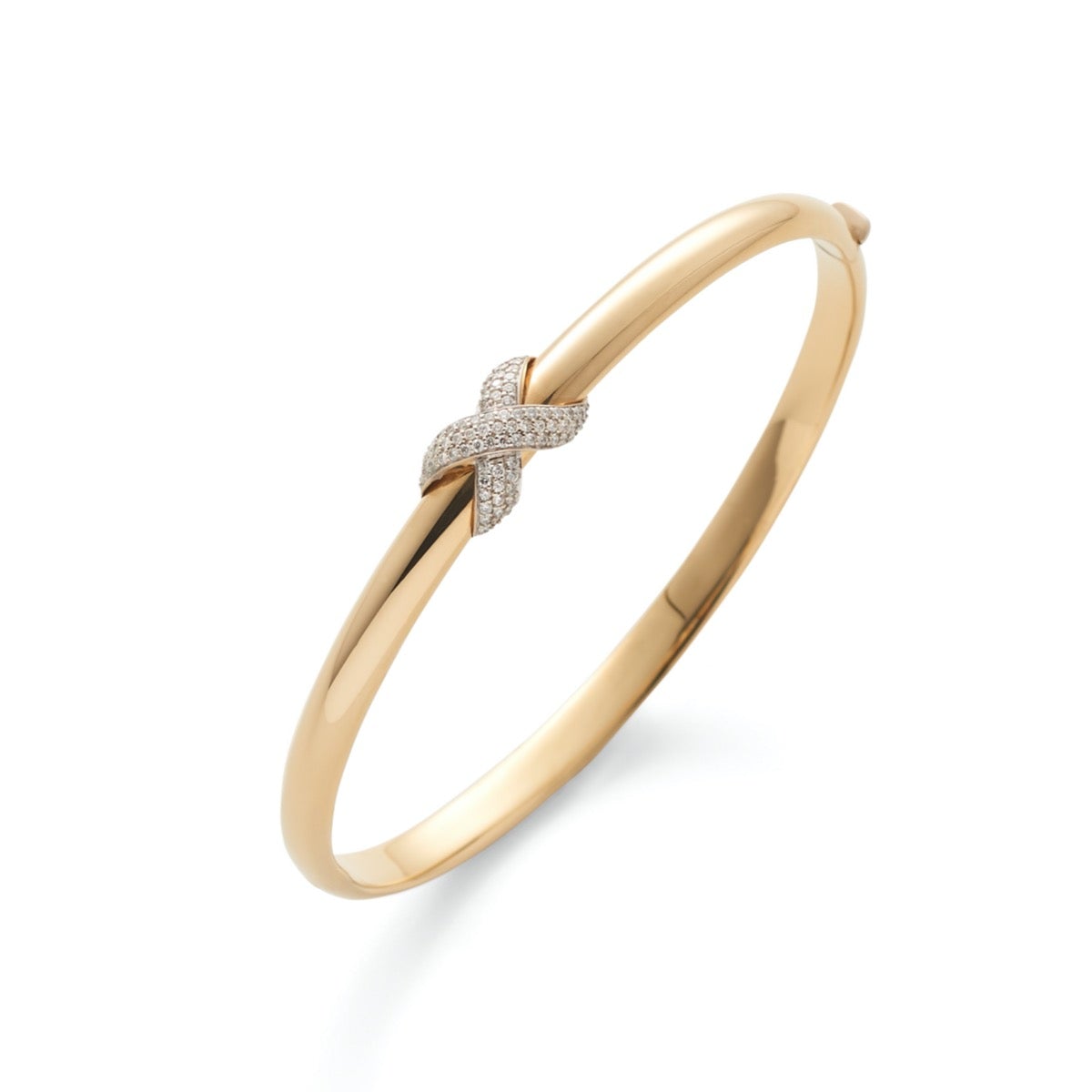 14K Gold Diamond Cross Hinged Bangle Bracelet for Women - Elegant Jewelry Gift for Anniversary, Wedding & Special Occasions