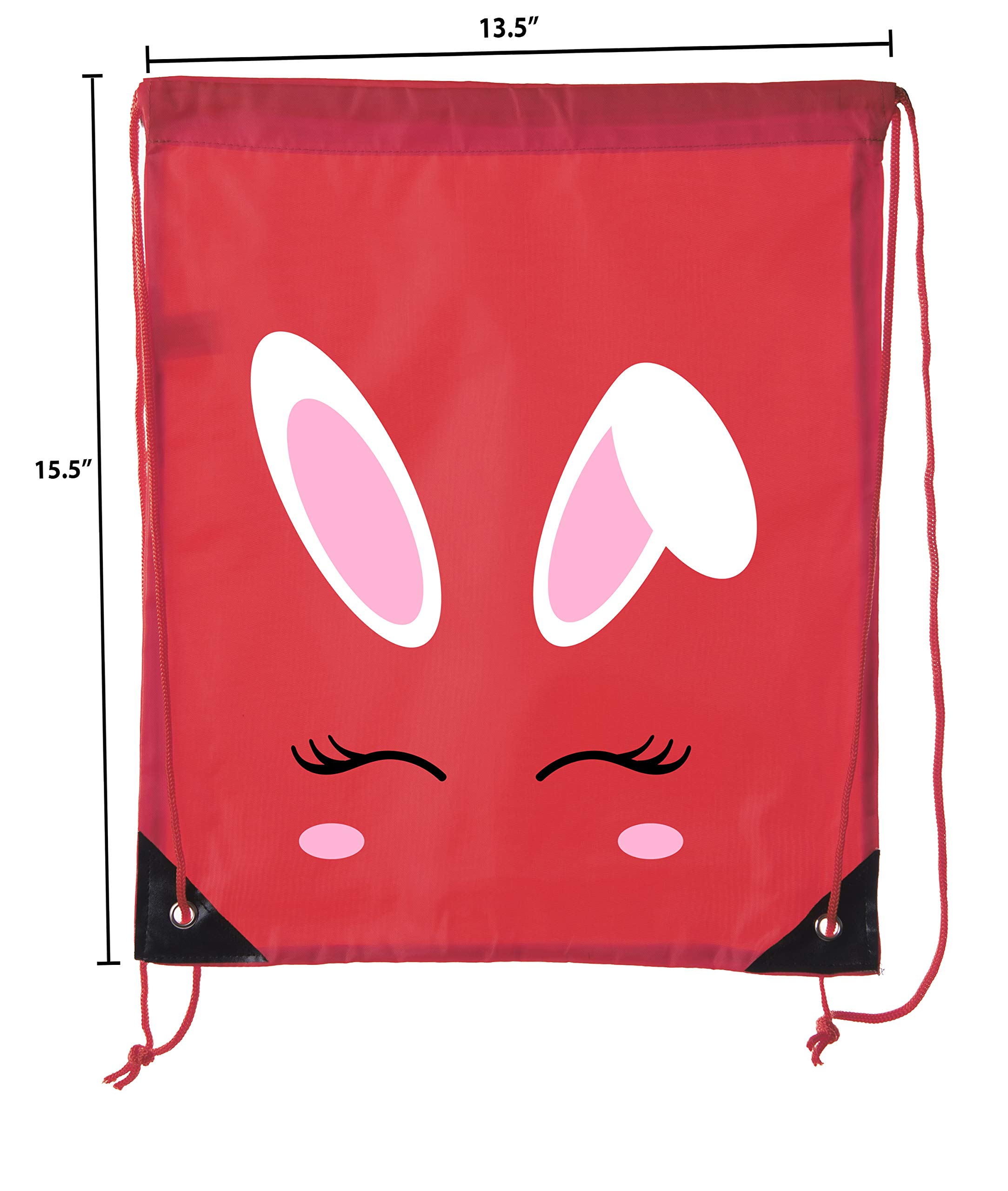Easter Basket Bags with Bunny Face - Bulk Drawstring Backpacks for Easter Party Favors & Goodie Bags | Easter Egg Hunt, Classroom Treats, Kids Gift Bags