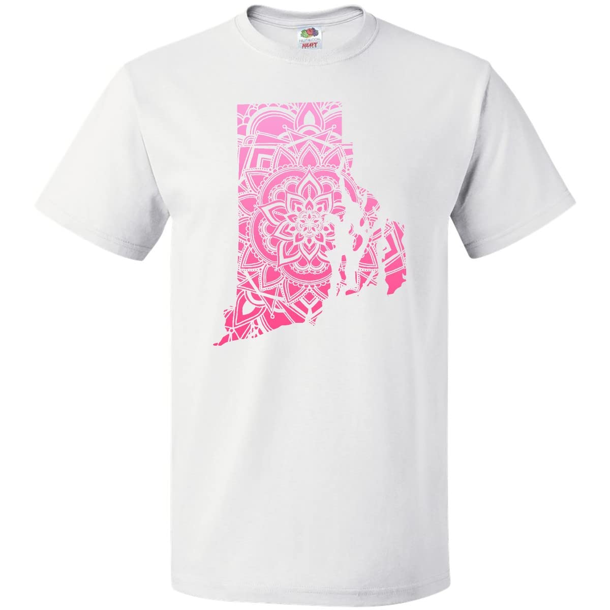 Inktastic Rhode Island Silhouette Mandala T-Shirt | Unique Graphic Tee for Men & Women | Casual Wear, Gifts & Travel Outfits