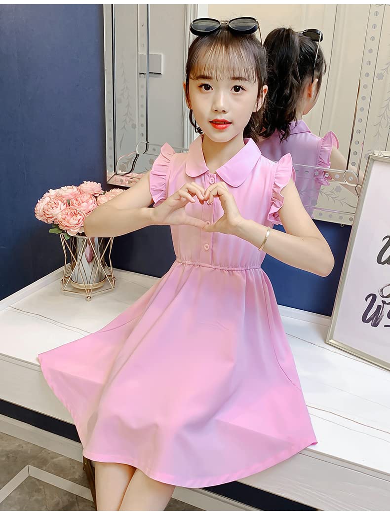 ASHER FASHION Girls Sleeveless Summer Dresses - Ruffle Sleeve Boho Style Princess Party Dress for Kids, Toddler & Baby - Perfect for Birthday Parties, Photo Shoots & Special Occasions