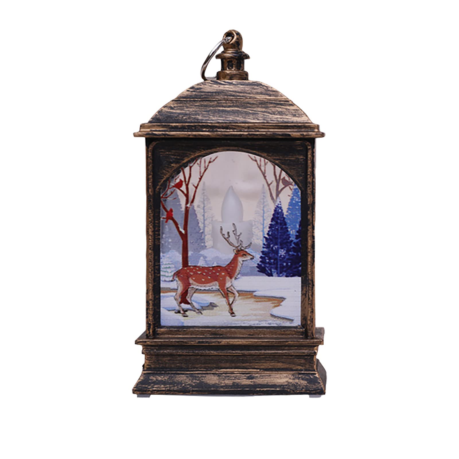 Christmas LED Flame Lamp - Realistic Square Wind Lamp Decor, Small Oil Lamp for Holiday Home Decor - Perfect for Fireplace, Mantel, or Tabletop Display - Great Gift Idea