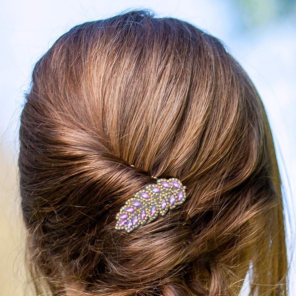 3PCS DIY Crystal Leaf Hair Clips - 5D Handmade Women's Hairpins, Barrettes & Bobby Pins for Wedding, Party & Daily Use - Elegant Hair Accessories for Women & Girls