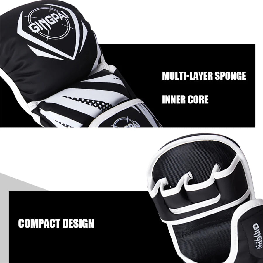 Professional MMA Half Finger Boxing Gloves - Thickened Sanda & Free Fighting Training Gloves for Mixed Martial Arts - Perfect for MMA, Kickboxing, Muay Thai & Combat Sports Training