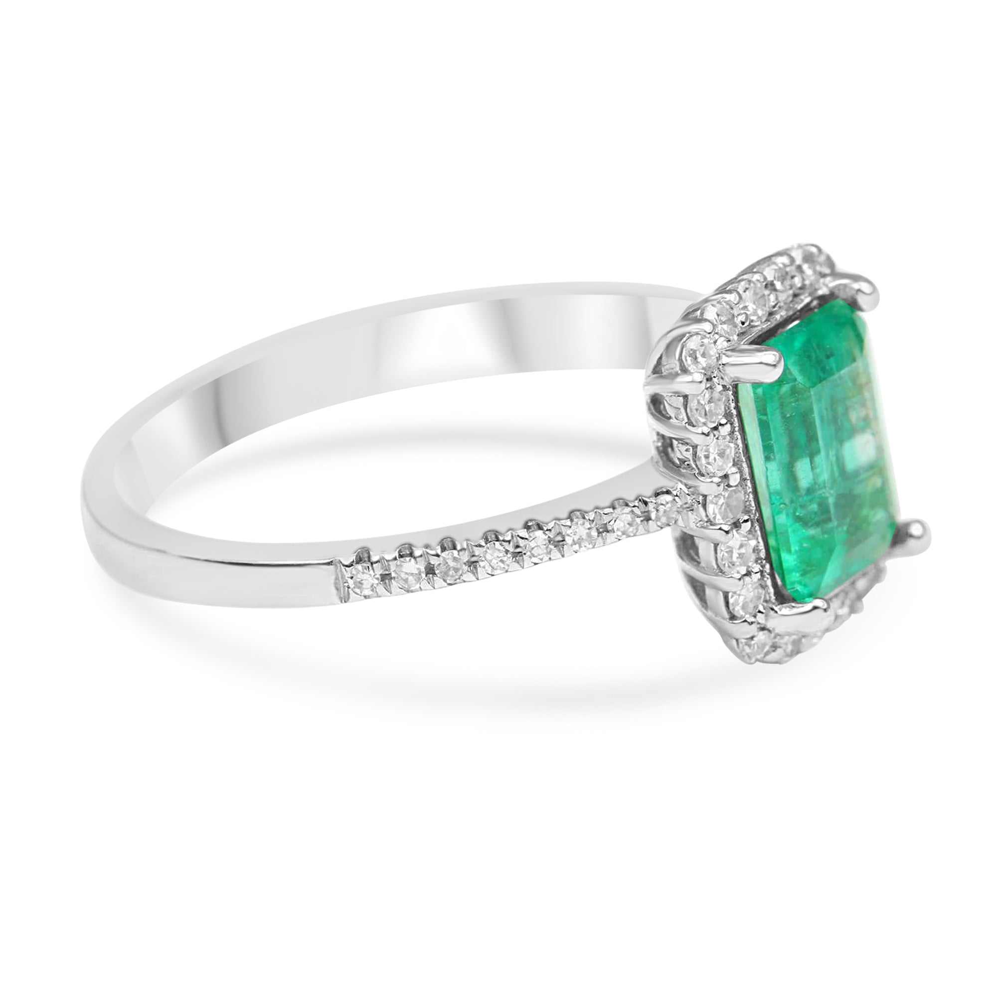 1.70tcw Emerald Cut Emerald Halo Engagement Ring in 14K Gold - Perfect for Proposals, Weddings & Anniversary Gifts