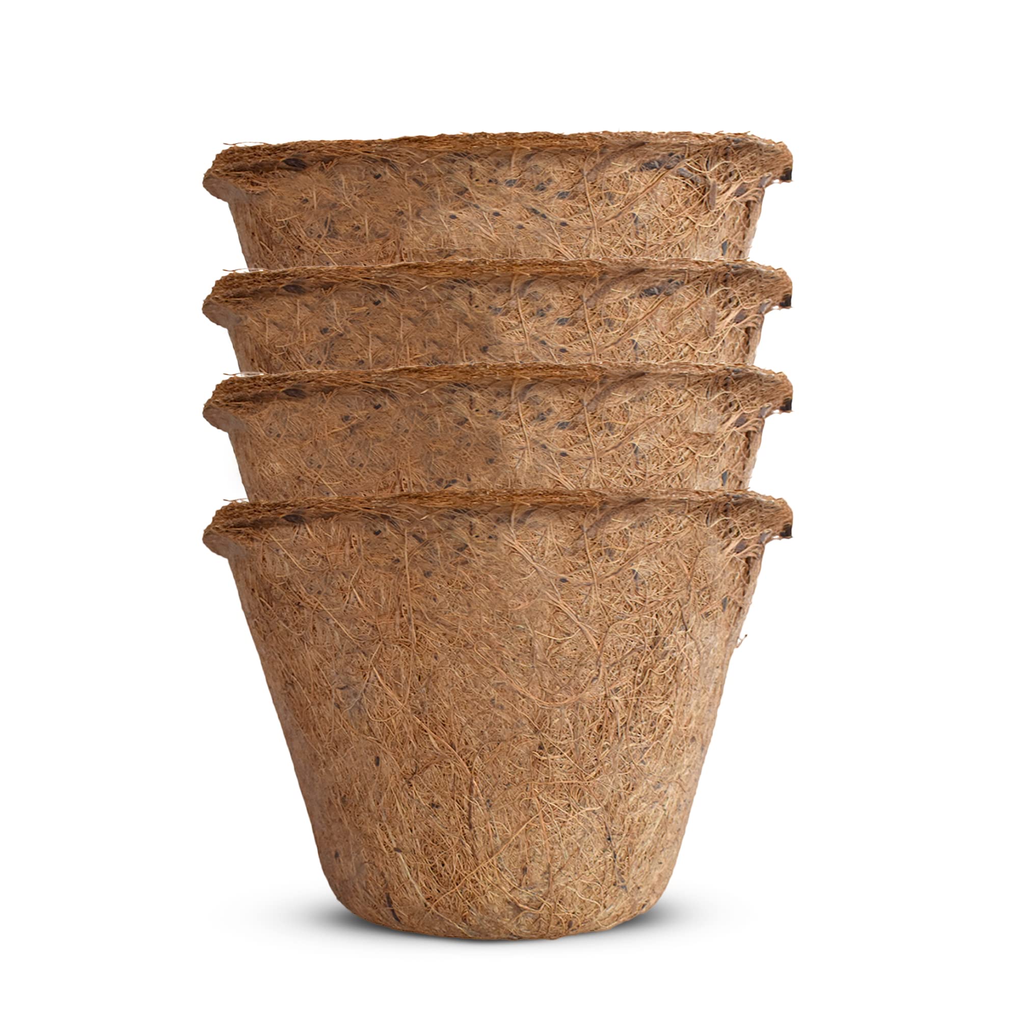 6.5 Inch Coconut Coir Round Plant Pots Set of 4 - Eco-Friendly Coco Coir Planter for Indoor & Outdoor Plants, Flowers, Herbs - Perfect for Garden, Patio, Balcony Decor