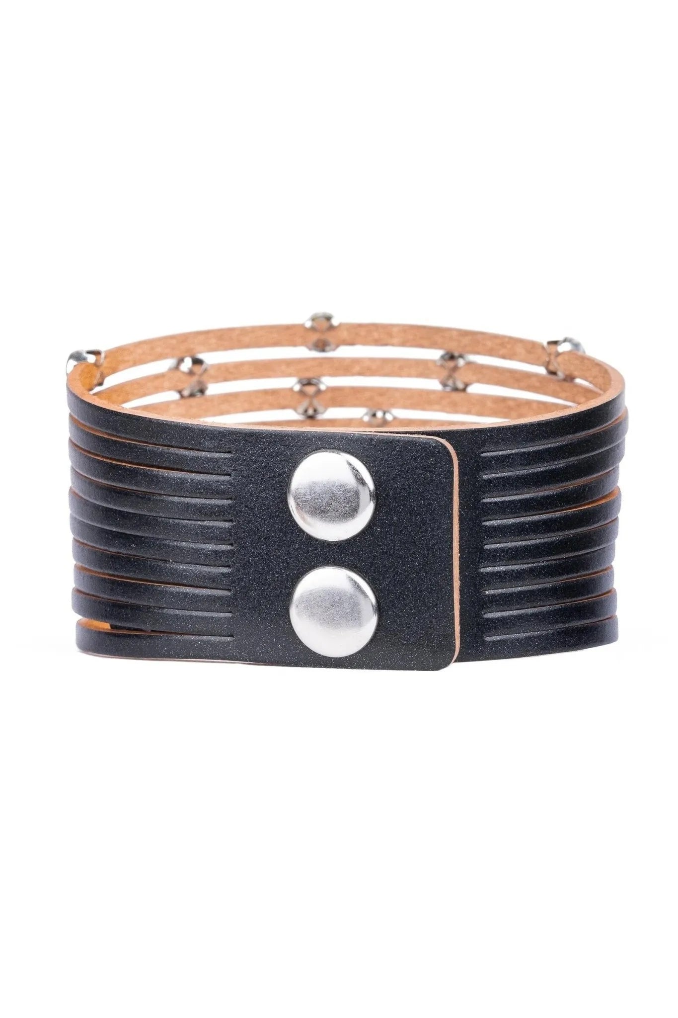 Vegan Leather Crystal Studded Bracelet for Women - Elegant Boho Chic Jewelry Gift for Party, Wedding & Everyday Wear