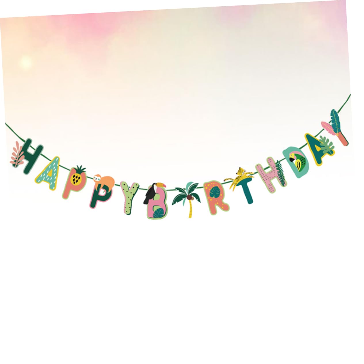 Hawaiian Party Banner - Tropical Luau Birthday Bunting Garland with Palm Leaves & Flowers - Perfect for Summer Beach Parties, Baby Showers & Backyard Decorations