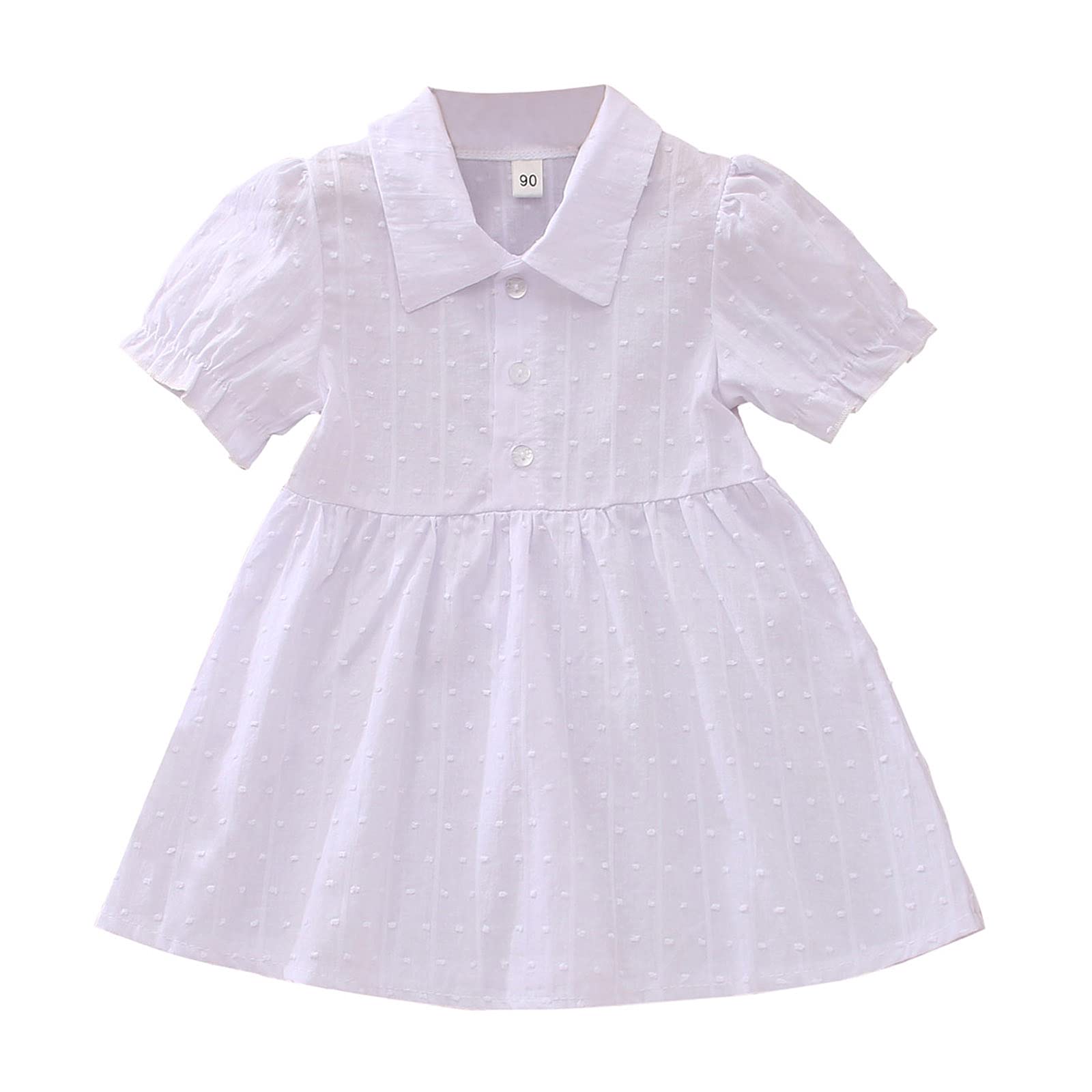 Bmisegm Toddler Girls' Short Sleeve Princess Dress - Solid Color Lapel Baby Clothes for Special Occasions & Birthday Parties