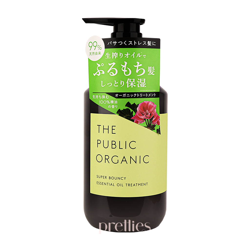 THE PUBLIC ORGANIC Super Bouncy Essential Oil Treatment for Hair - Mandarin Orange & Geranium Scent, 16.2oz (480ml) - Hydrating & Nourishing Hair Care for Dry, Damaged Hair - Perfect for Daily Use & Salon-Quality Results at Home