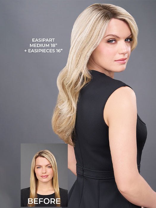 easiPart Medium 18 | Premium Remy Human Hair Topper with Mono Top for Thinning Hair | Perfect for Daily Wear & Special Occasions