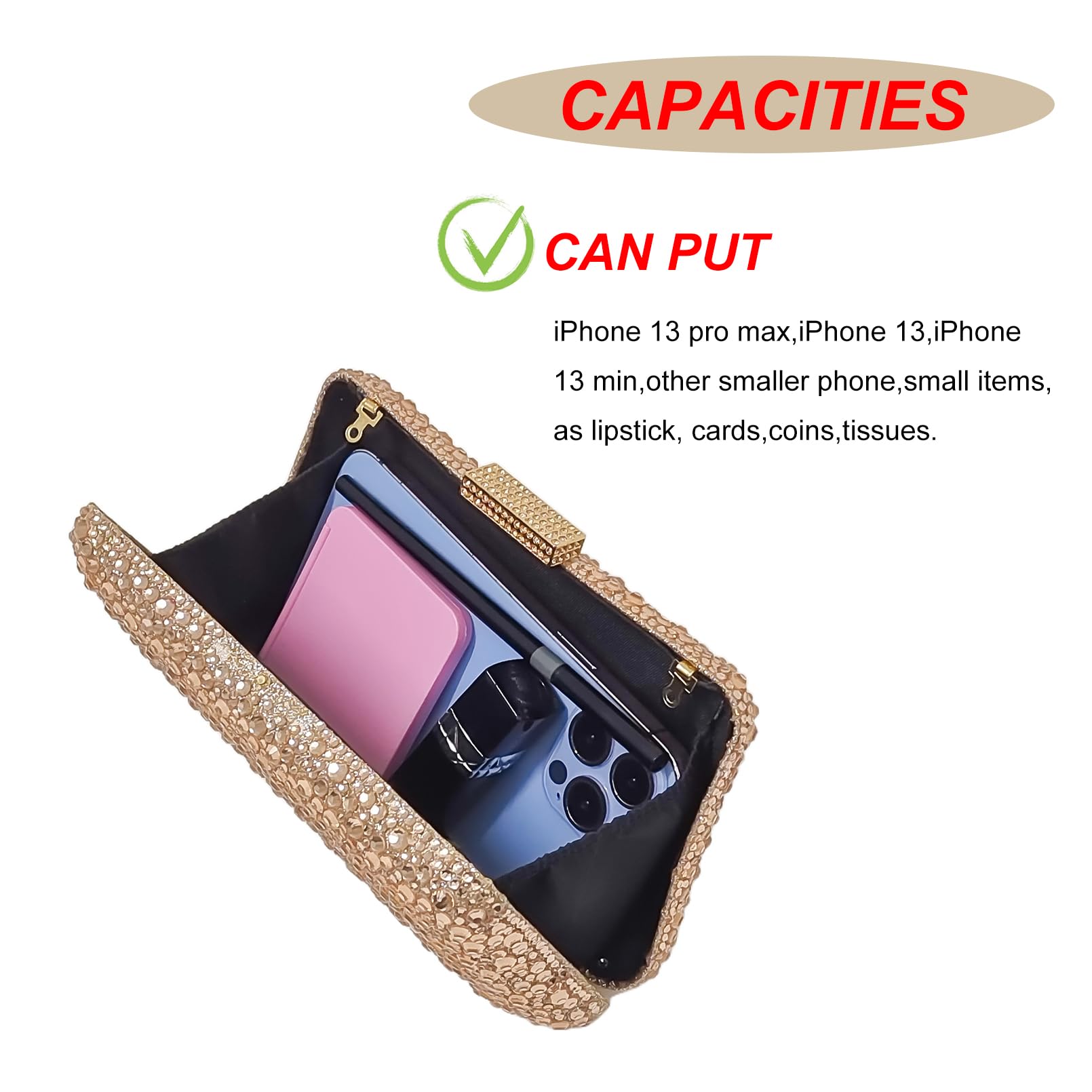 Sparkly Rhinestone Clutch Handbag for Women - Crystal Gem Evening Purse for Party, Wedding & Special Occasions | Elegant Night Out Accessory