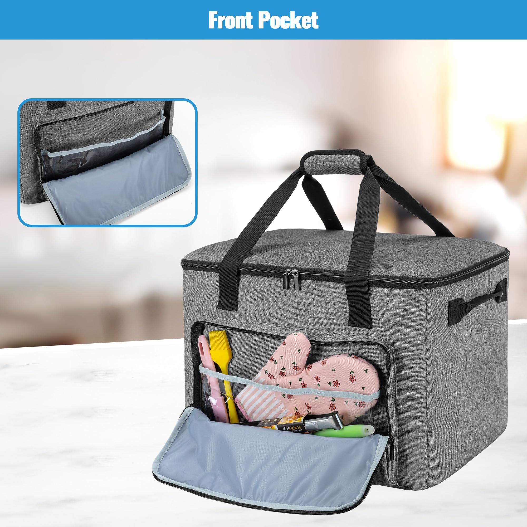 Premium Carrying Bag for Ninja Foodi Possible Cooker Pro & 8.5 Qt Multicooker - Large Capacity, Hard Bottom Pad, Gray - Perfect for Travel, Picnics & Outdoor Cooking