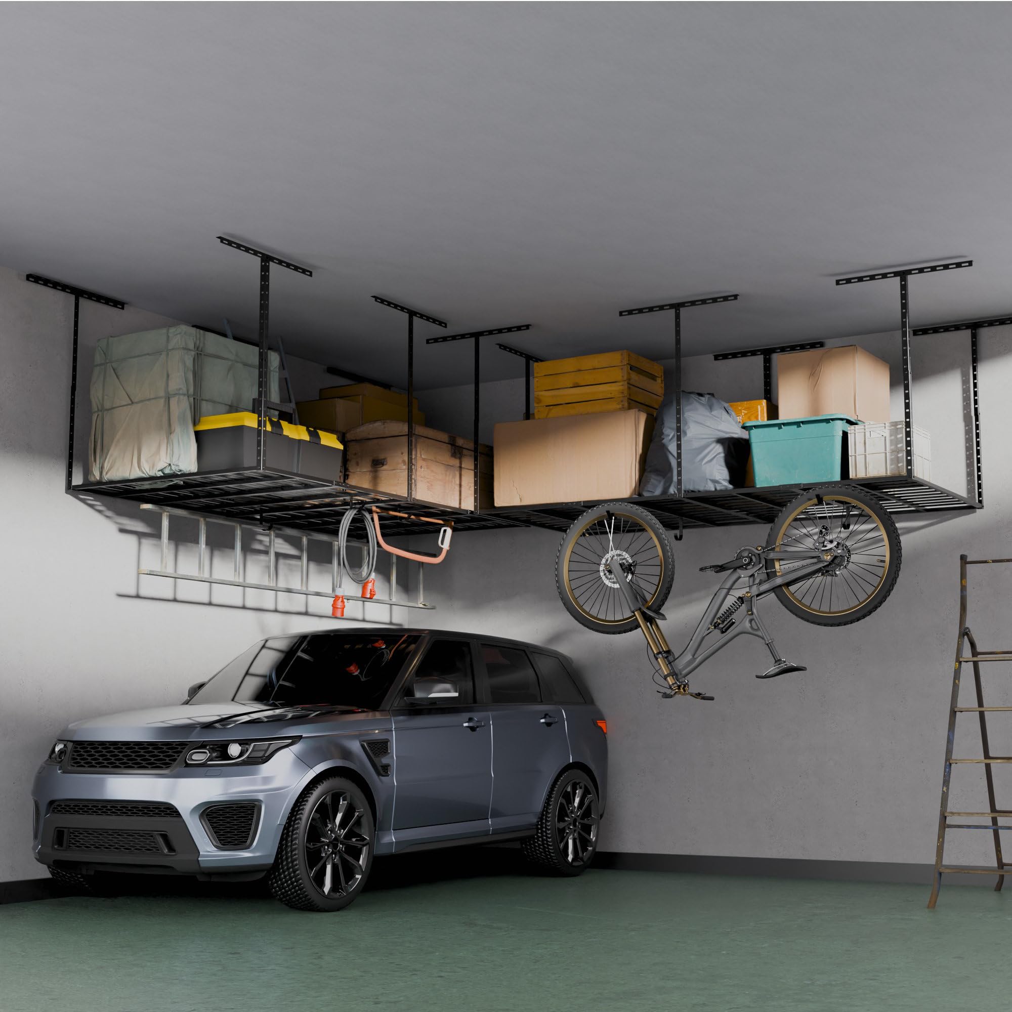 SunsGrove 2-Pack Heavy Duty Garage Ceiling Storage Rack - 750LBS Capacity, Adjustable Overhead Organizer (22