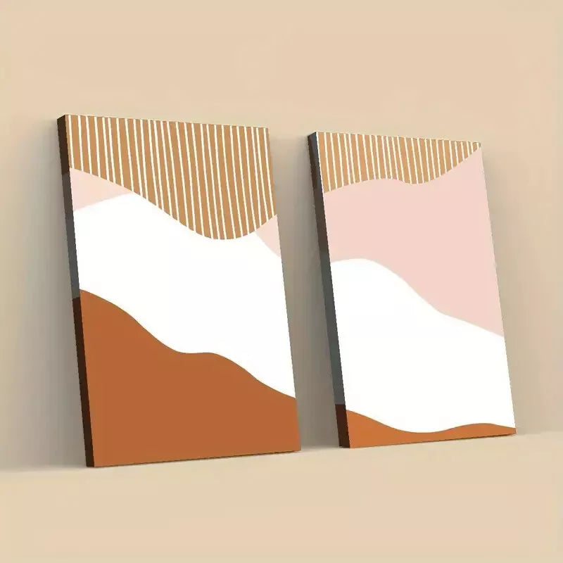 2-Pack Orange & White Abstract Modern Art Framed Canvas Prints 50x75cm - High Quality 100% Australian Made Wall Art Ready to Hang - Perfect for Living Room, Bedroom & Office Decor