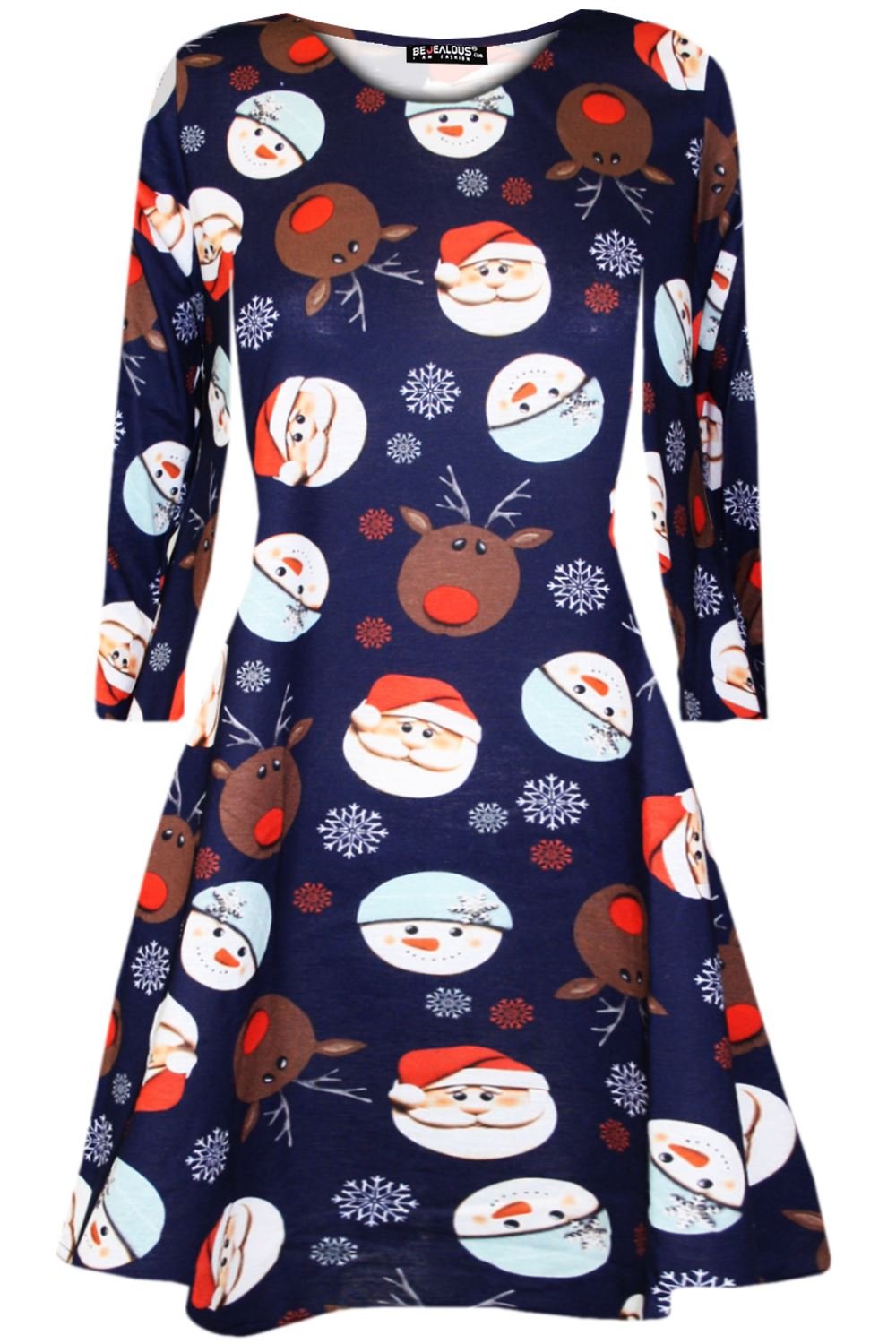 Festive Christmas Reindeer Gingerbread Swing Dress for Women - Cute Holiday Party Outfit & Gift Idea for Christmas, Office Party, Family Gathering
