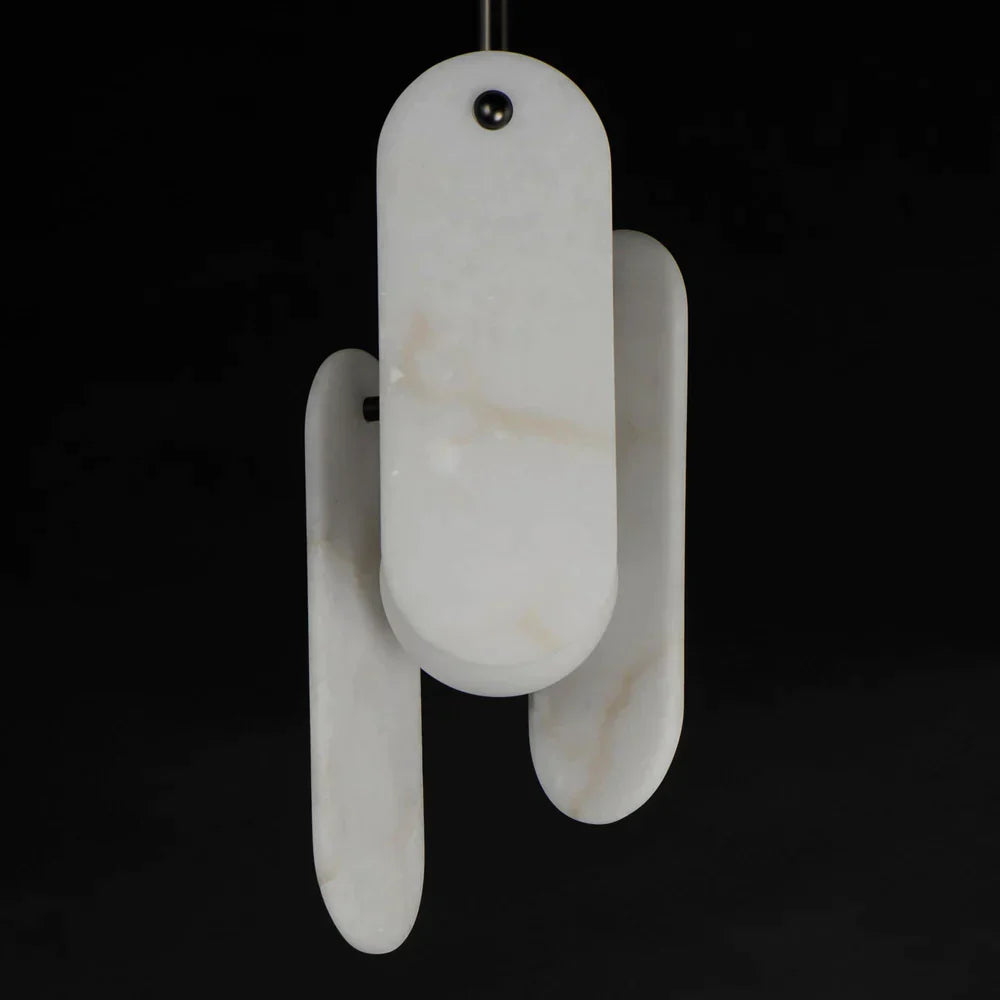 Studio M Alabaster Megalith Single Pendant Light - Modern Minimalist Hanging Fixture for Dining Room, Kitchen Island & Bedroom Lighting