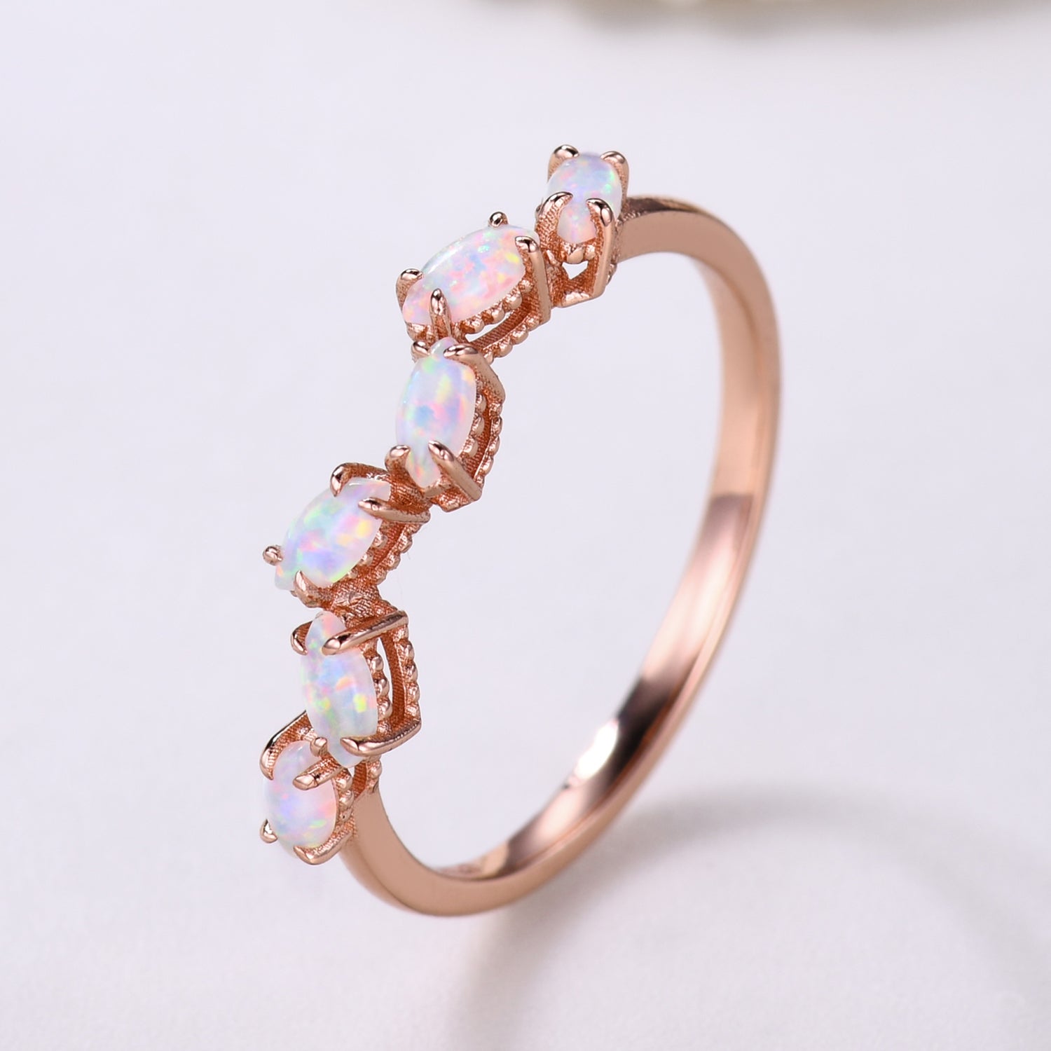 Exquisite Marquise Cut Opal Wedding Ring - Art Deco Style October Birthstone Jewelry for Women | Perfect for Engagement, Anniversary & Special Occasion Gifts