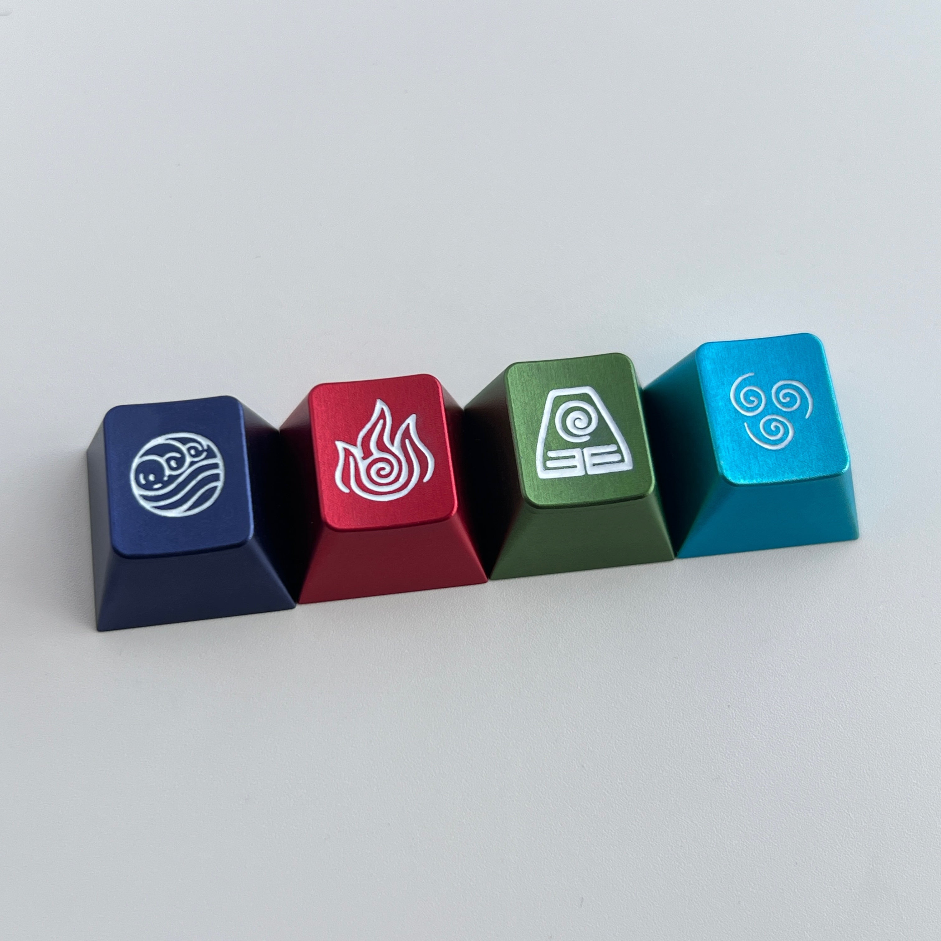 Elemental Personality CNC Aluminum Alloy Keycaps - R4 Height Custom Mechanical Keyboard Keycaps for Gaming & Typing Enthusiasts