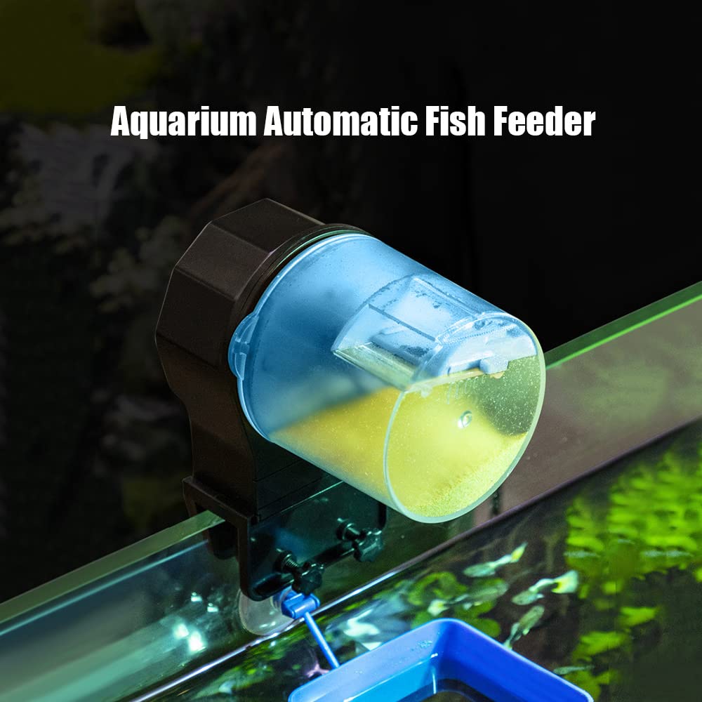 Automatic Fish Feeder for Aquarium - Adjustable Timer & Electric Fish Food Dispenser - Manual/Automatic Feeding for Freshwater & Saltwater Tanks - Perfect for Vacation & Daily Fish Care