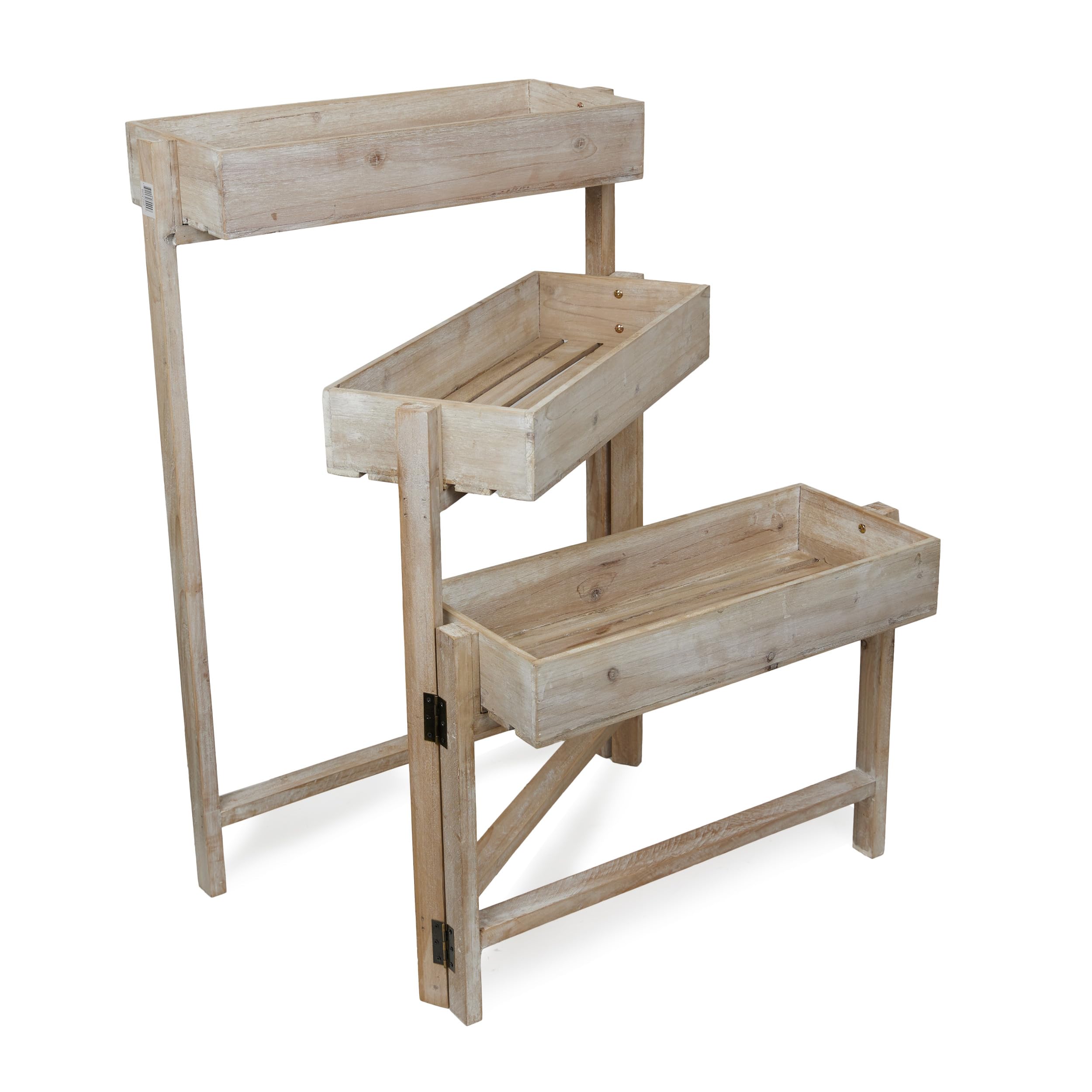 Alpine Corporation MBB166 Rustic 3-Tier Wooden Storage Organizer - Portable Bookshelf for Books, Plants, Home Decor | Perfect for Living Room, Bedroom, Office & Nursery Organization