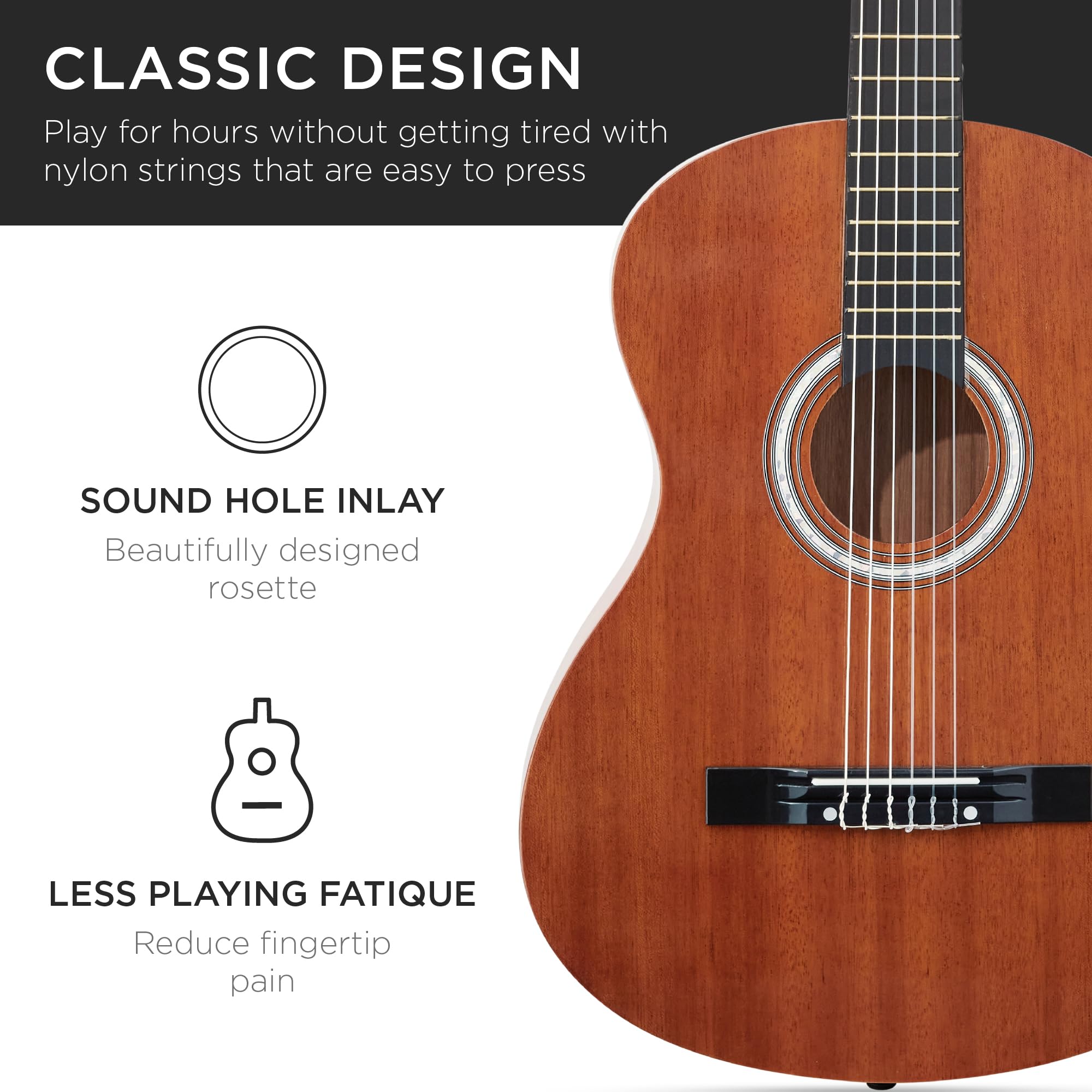Best Choice Products 38-Inch All Wood Acoustic Guitar Starter Kit for Beginners with Gig Bag, 6 Picks, Nylon Strings & Strap with Pick Holder - Natural Mahogany Finish | Perfect for Learning, Practice & Live Performances