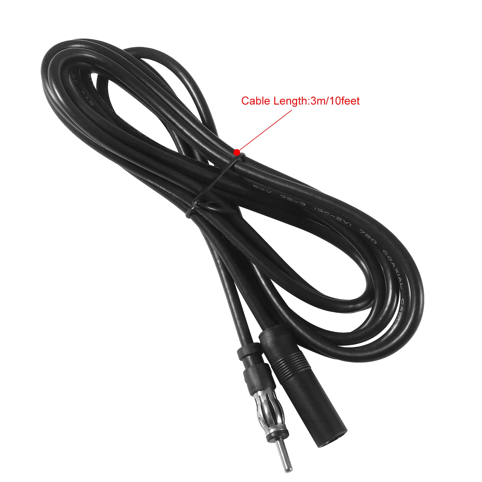 AEDIKO 9.8ft Car Radio Antenna Extension Cable - DIN Male to Female FM/AM Coaxial Cable for Vehicle Stereo, Truck CD Player | Improve Signal Reception for Road Trips & Long Drives