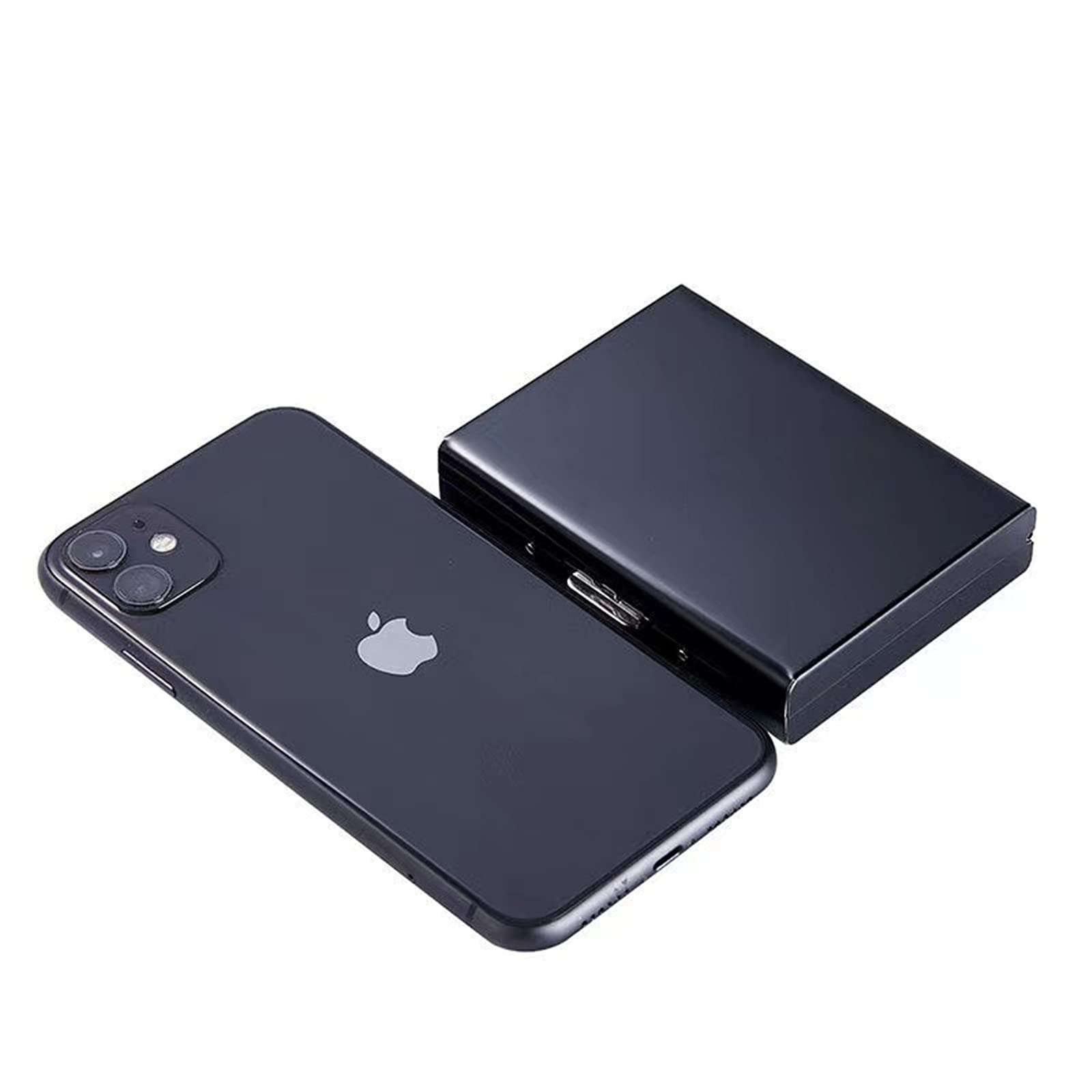 RFID Blocking Stainless Steel Credit Card Holder - Slim Metal Wallet for Men & Women - Secure Storage for Driver's License, ID Cards, Credit Cards & Business Cards (Black, 10 Grid) - Perfect for Travel, Daily Use & Contactless Protection